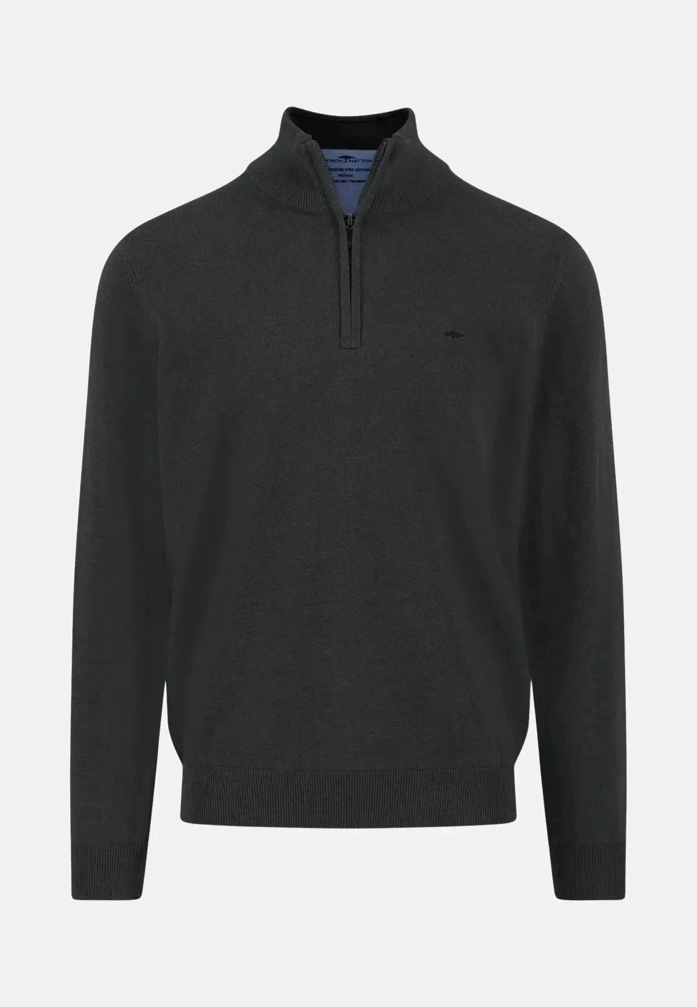 Fynch - Hatton Fine Knit Cotton 1/4 Zip Black | Studio DOS