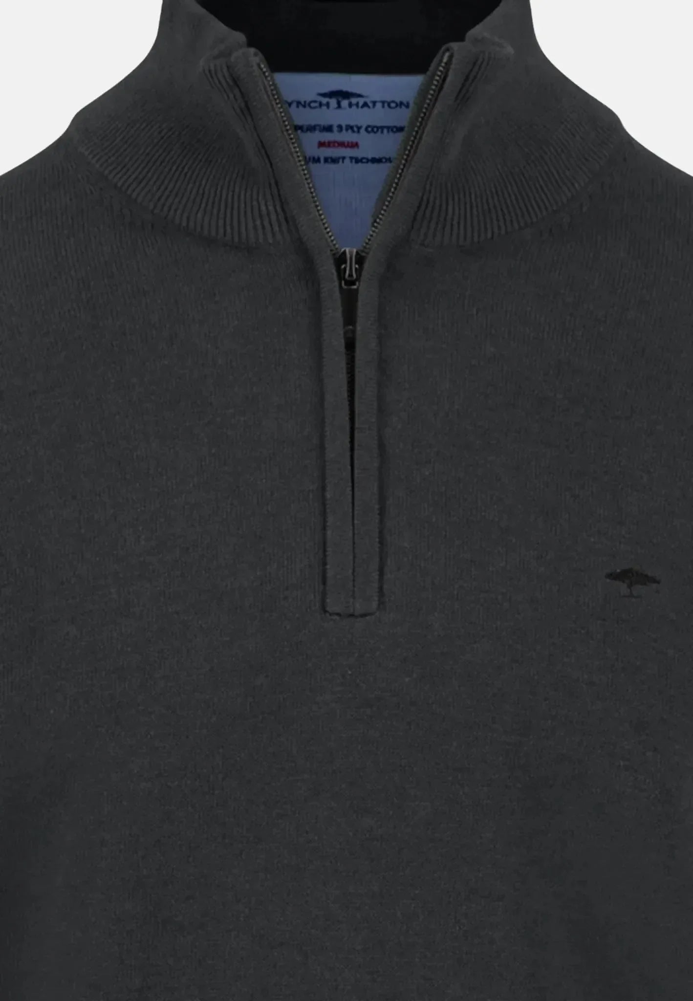 Fynch - Hatton Fine Knit Cotton 1/4 Zip Black | Studio DOS