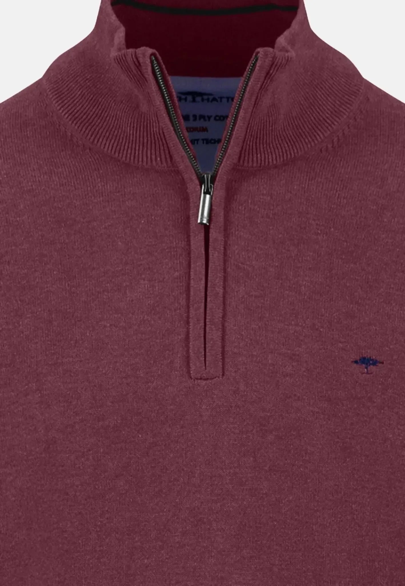 Fynch-Hatton Fine Knit Cotton 1/4 Zip Deep Merlot