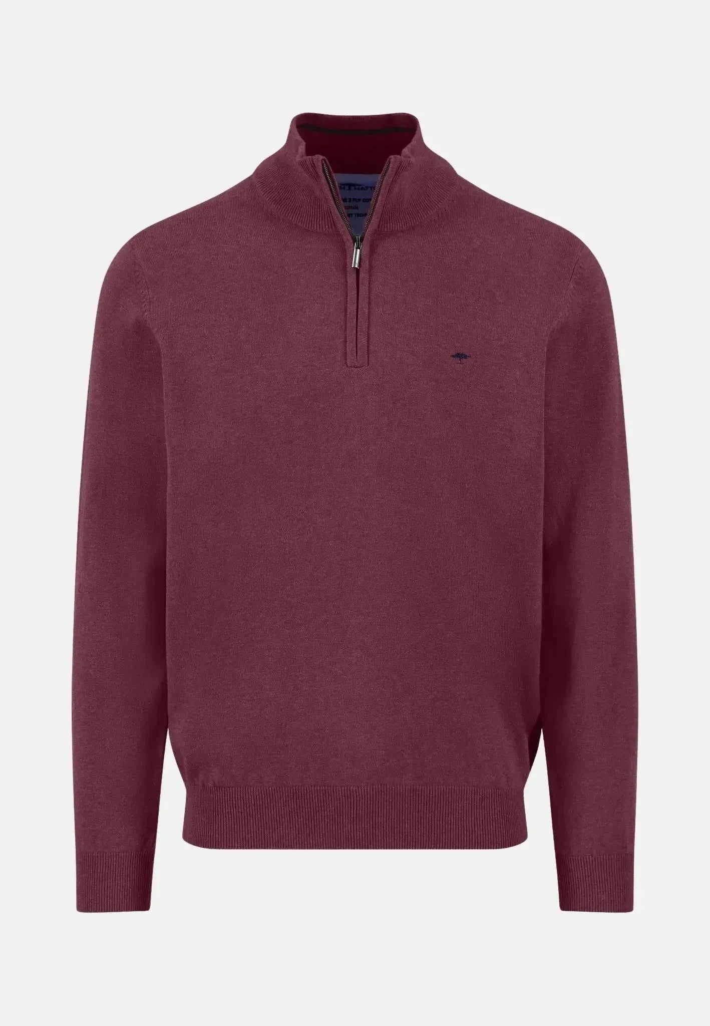 Fynch-Hatton Fine Knit Cotton 1/4 Zip Deep Merlot | Studio DOS