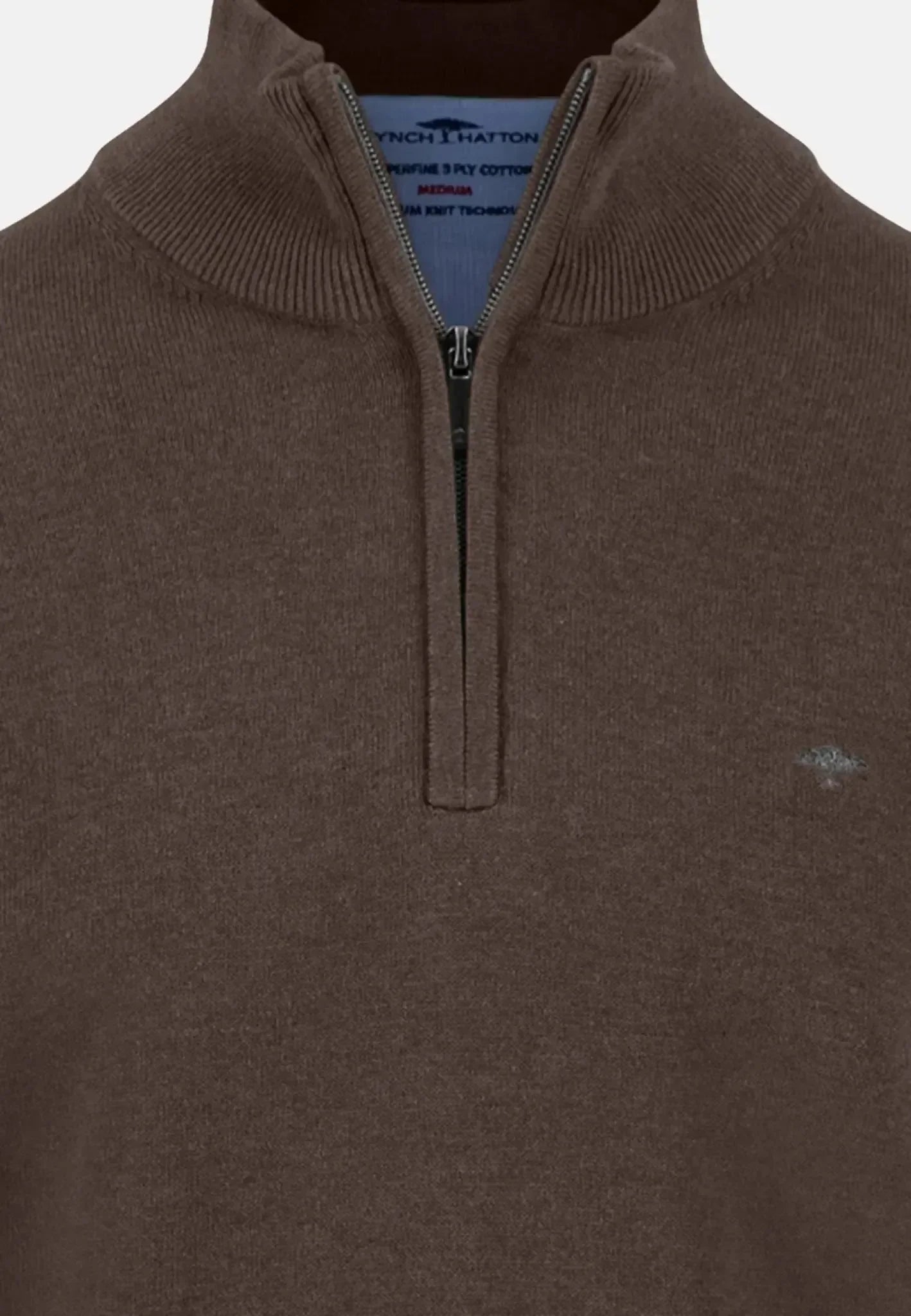 Fynch - Hatton Fine Knit Cotton 1/4 Zip Earth | Studio DOS