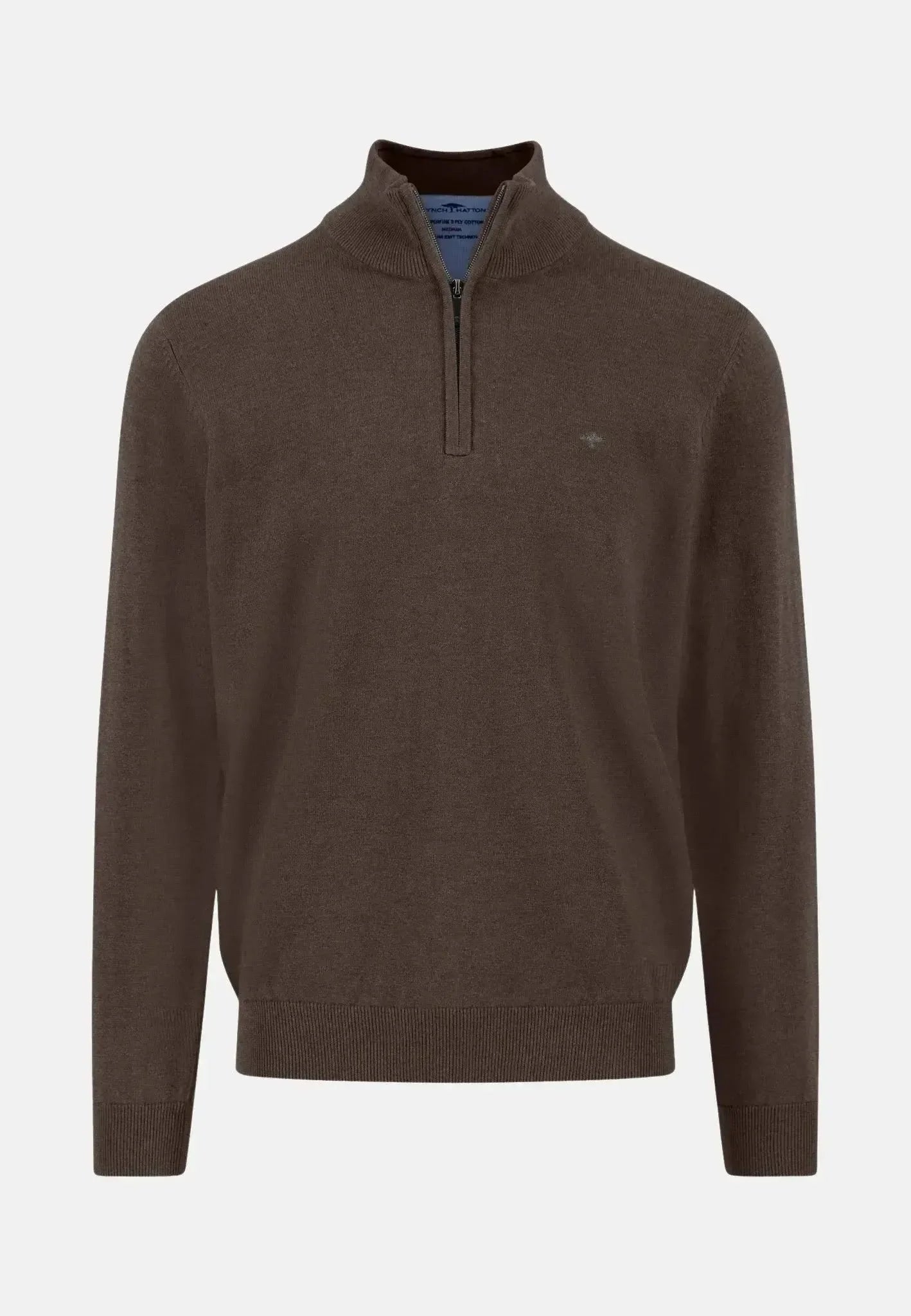 Fynch - Hatton Fine Knit Cotton 1/4 Zip Earth | Studio DOS