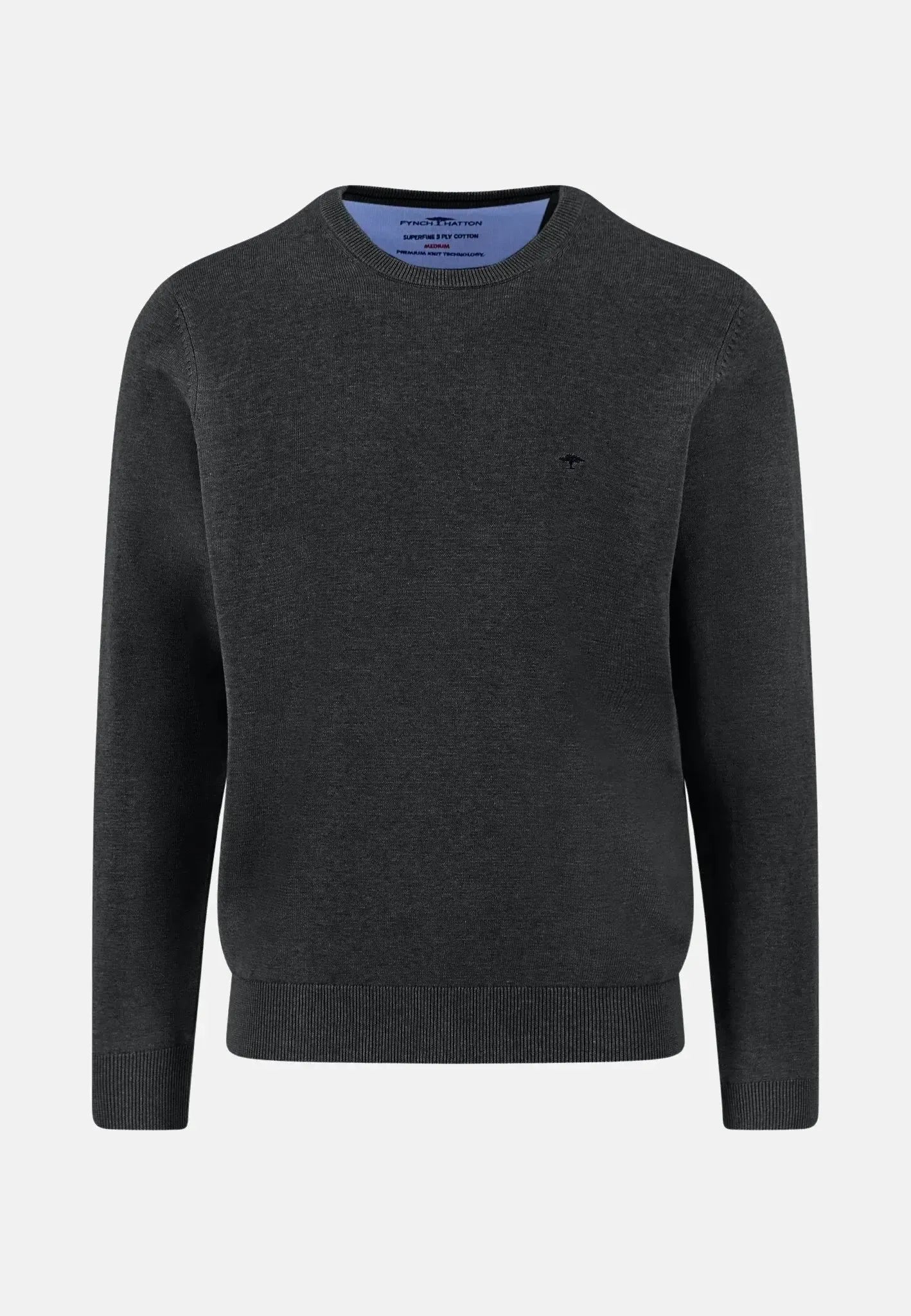 Fynch - Hatton Fine Knit Cotton Crewneck Black | Studio DOS