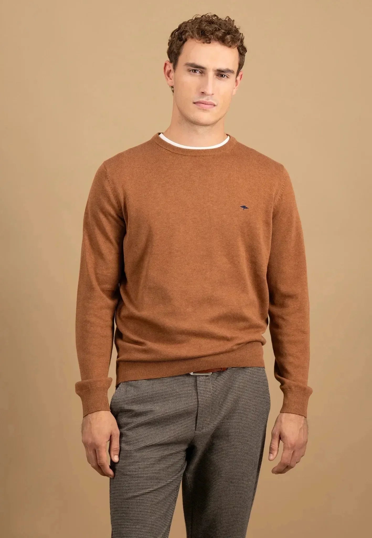 Fynch - Hatton Fine Knit Cotton Crewneck Hazel | Studio DOS