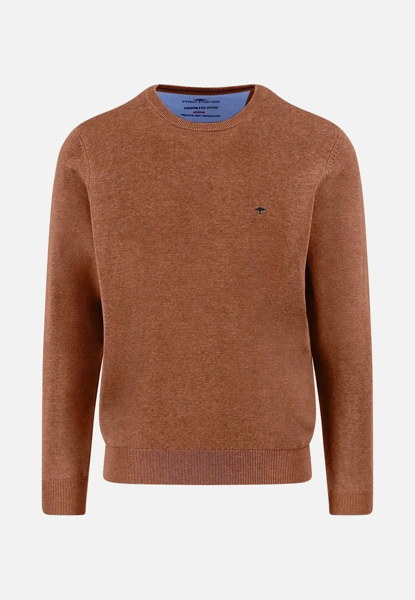 Fynch - Hatton Fine Knit Cotton Crewneck Hazel | Studio DOS