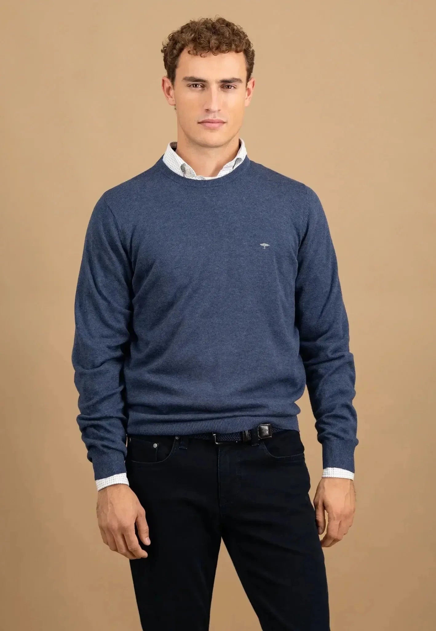 Fynch - Hatton Fine Knit Cotton Crewneck Night | Studio DOS
