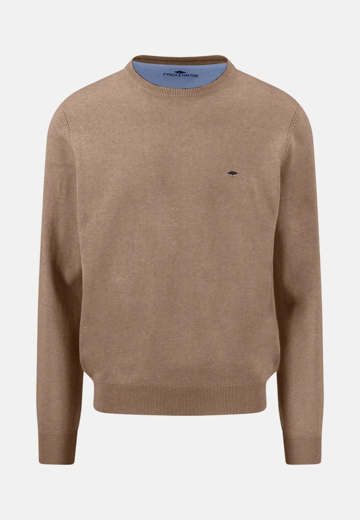 Fynch-Hatton Fine Knit Cotton Crewneck Sweater Affogato | Studio DOS