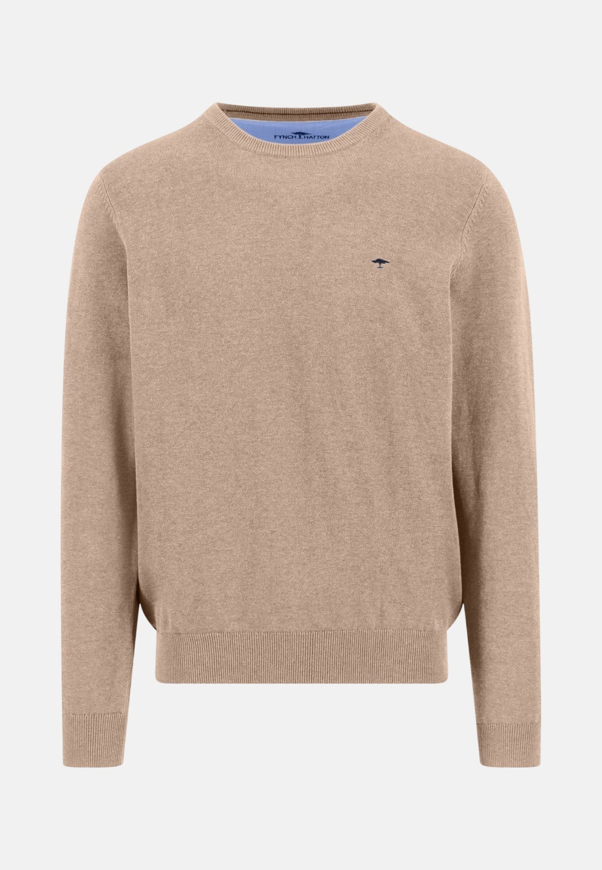 Fynch-Hatton Fine Knit Cotton Crewneck Sweater Taupe | Studio DOS