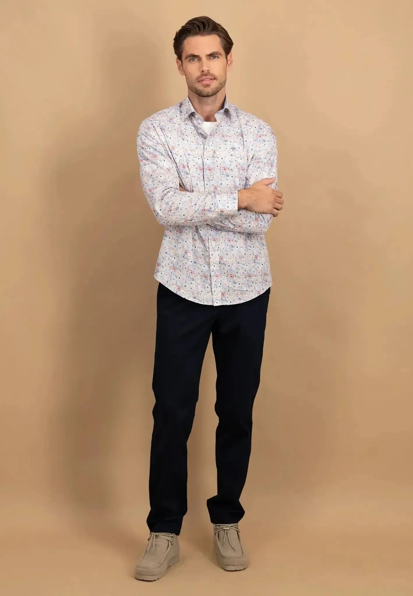 Fynch - Hatton Floral Kent Collar Shirt Peach | Studio DOS