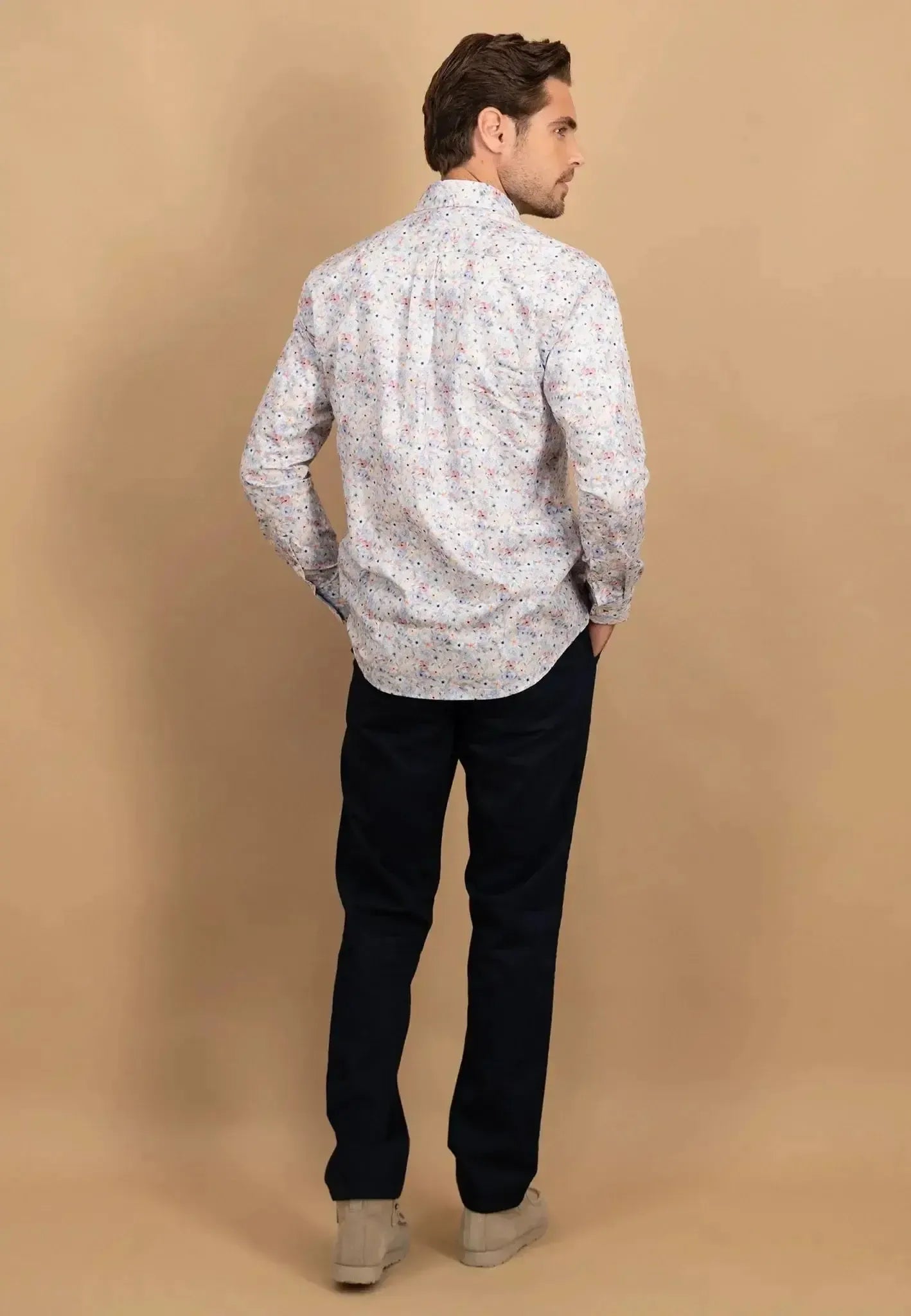 Fynch - Hatton Floral Kent Collar Shirt Peach | Studio DOS