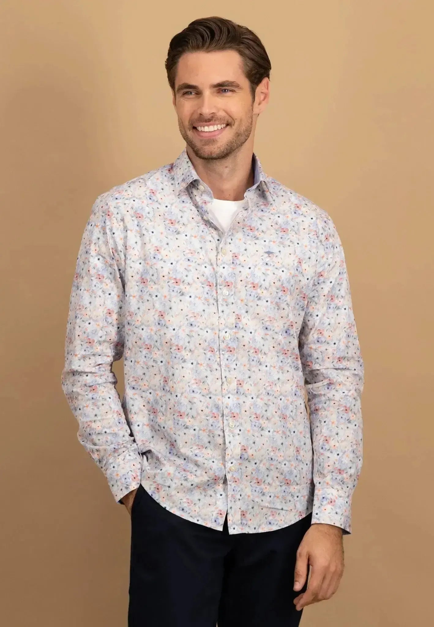 Fynch - Hatton Floral Kent Collar Shirt Peach | Studio DOS