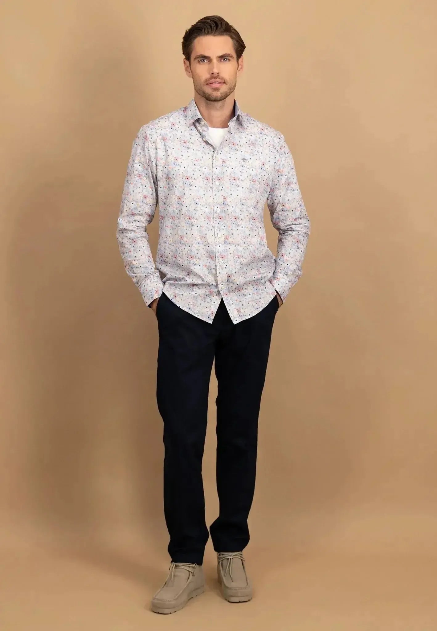 Fynch - Hatton Floral Kent Collar Shirt Peach | Studio DOS