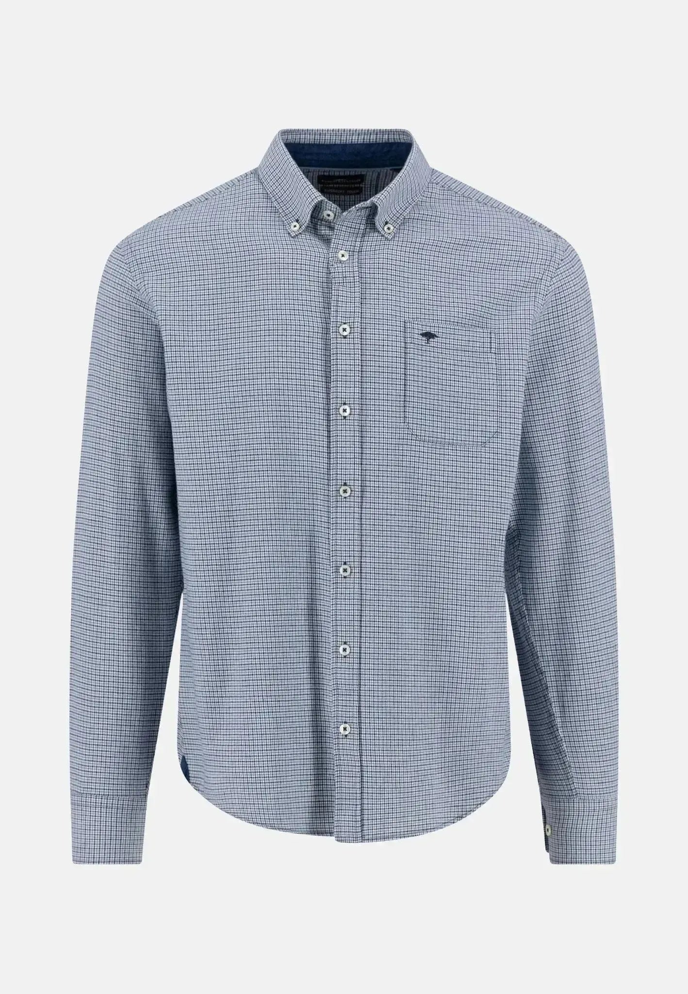 Fynch-Hatton Houndstooth Check Button Down Shirt Navy | Studio DOS