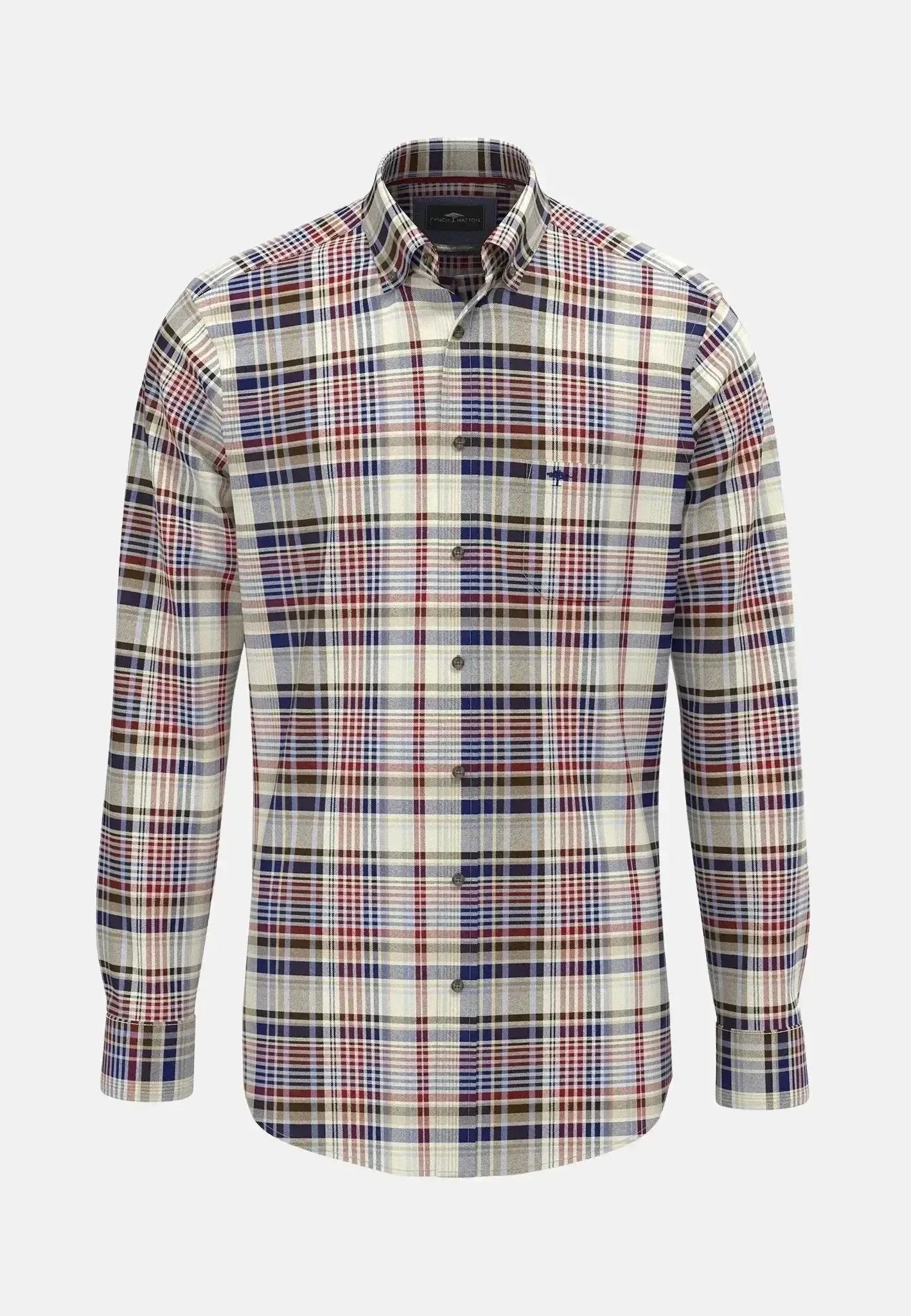 Fynch - Hatton Mens Colourful Flannel Button Down Check Shirt Garnet Red | Studio DOS
