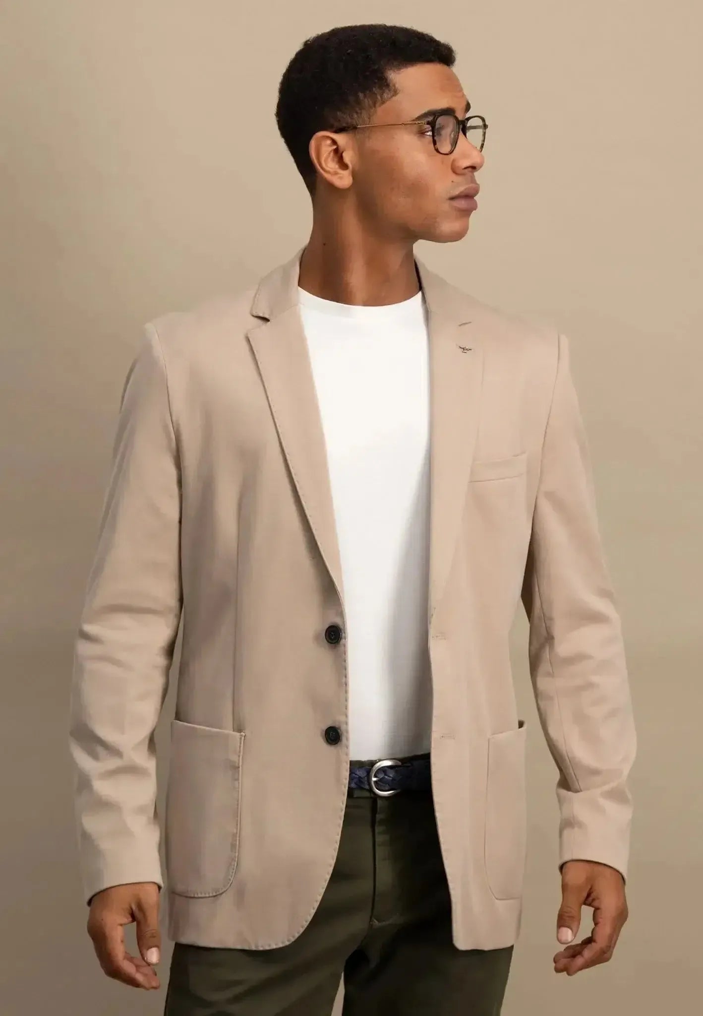 Fynch - Hatton Mens Cotton Twill Blazer Beige | Studio DOS