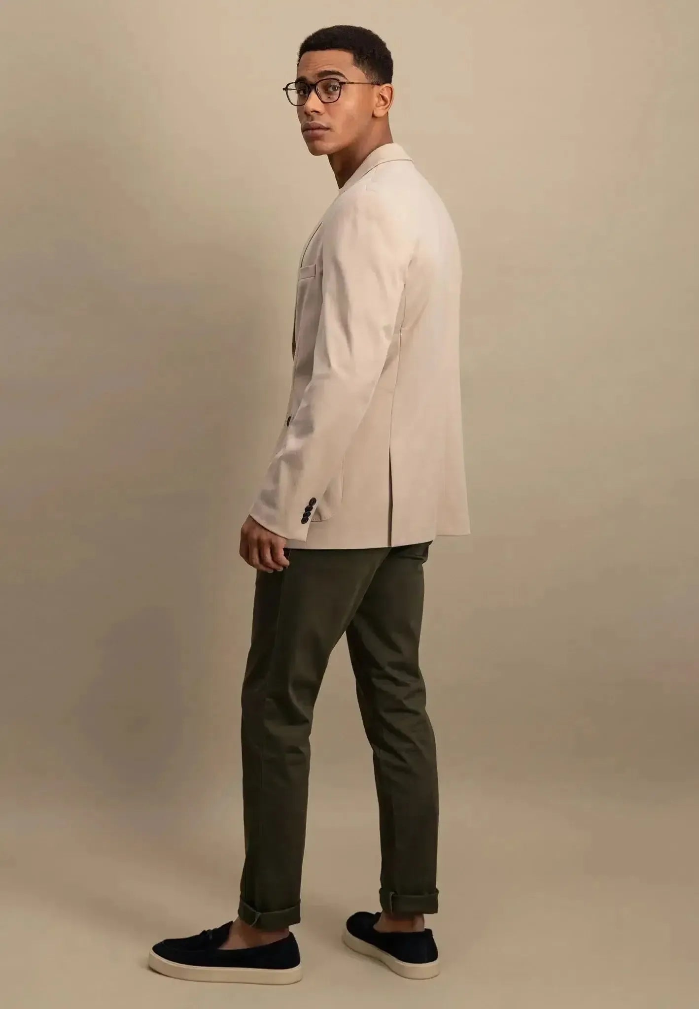 Fynch - Hatton Mens Cotton Twill Blazer Beige | Studio DOS