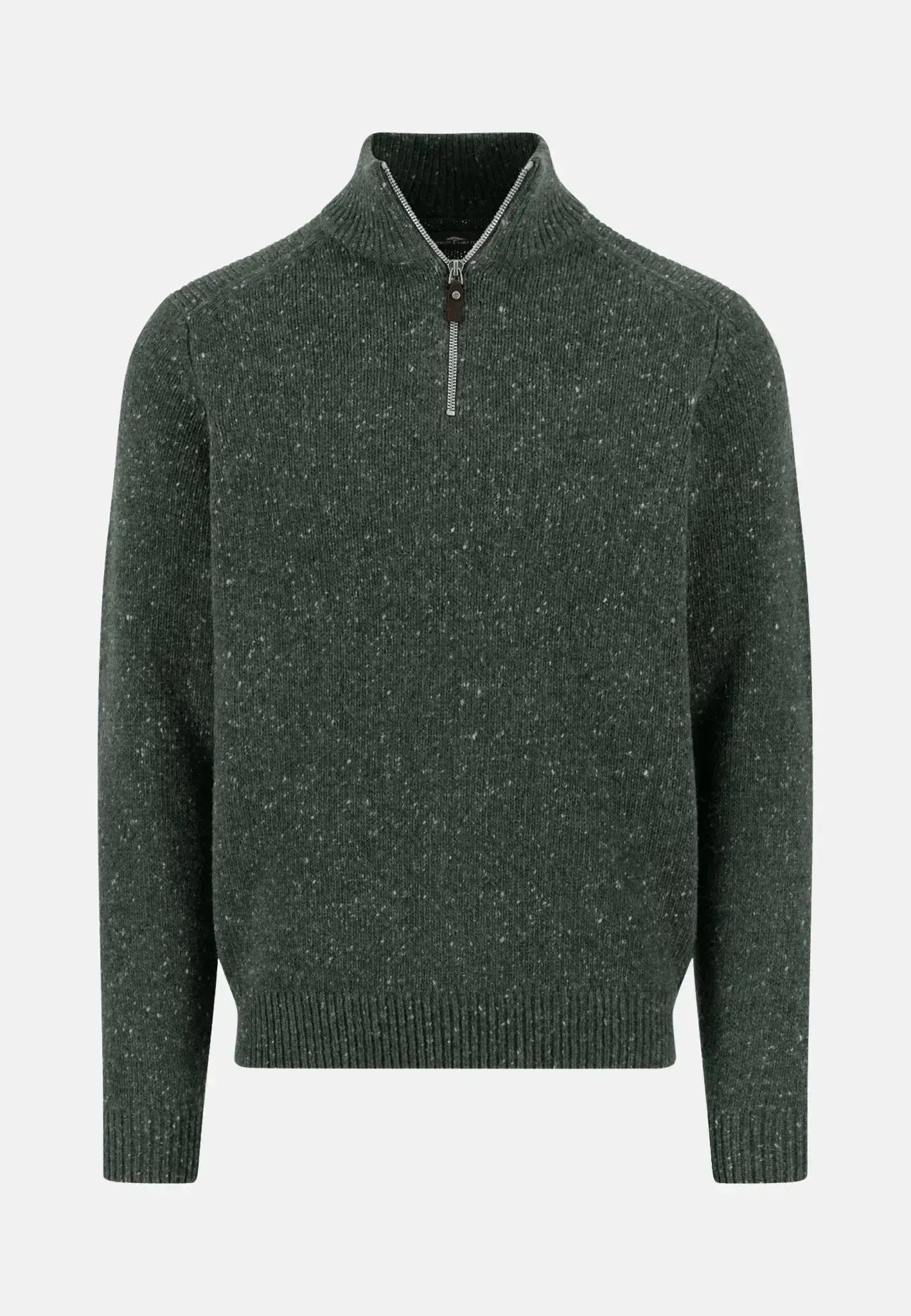 Fynch - Hatton Mens Donegal Wool 1/4 Zip Knit Dark Ivy | Studio DOS