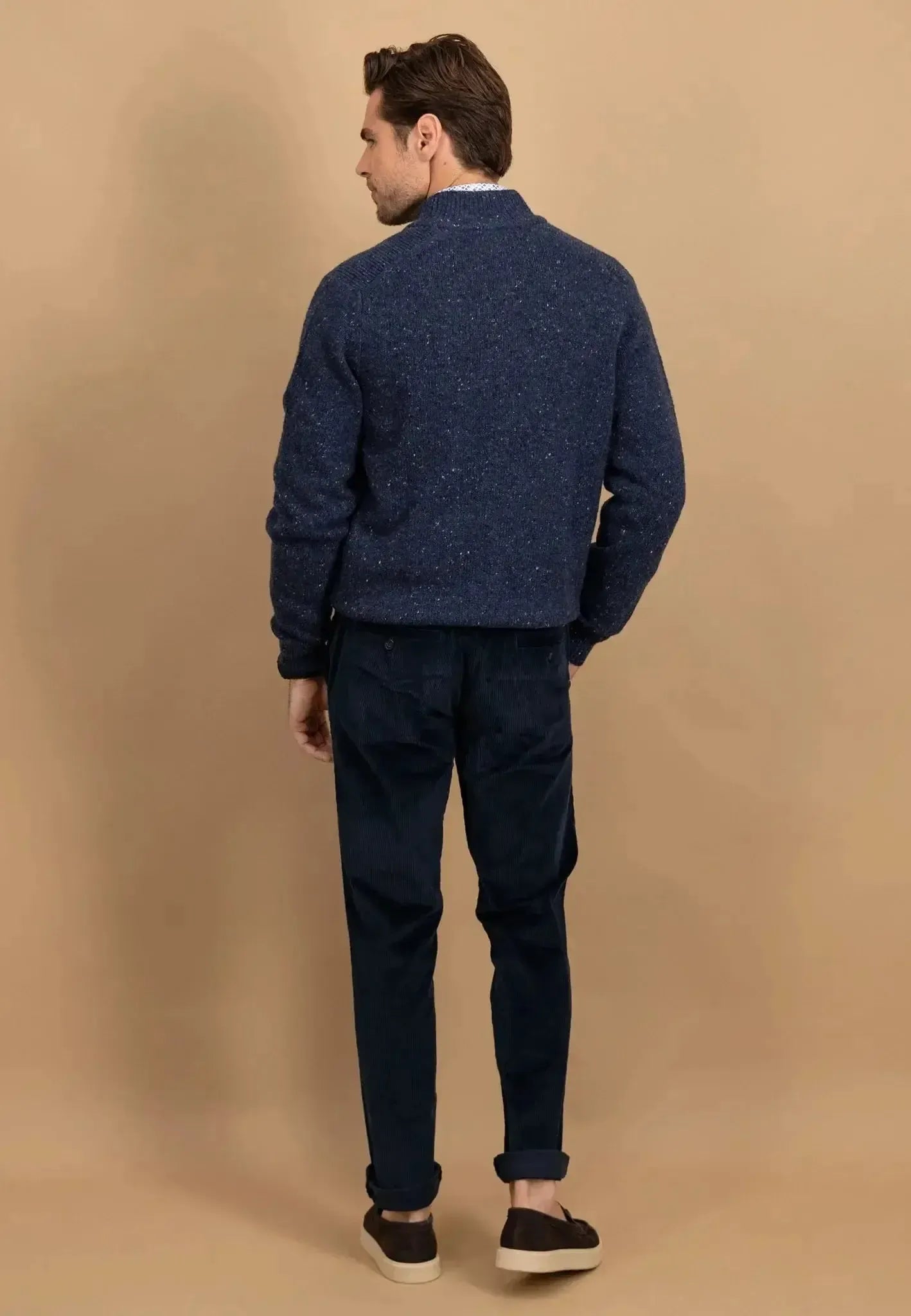 Fynch - Hatton Mens Donegal Wool Zip Cardigan Navy | Studio DOS