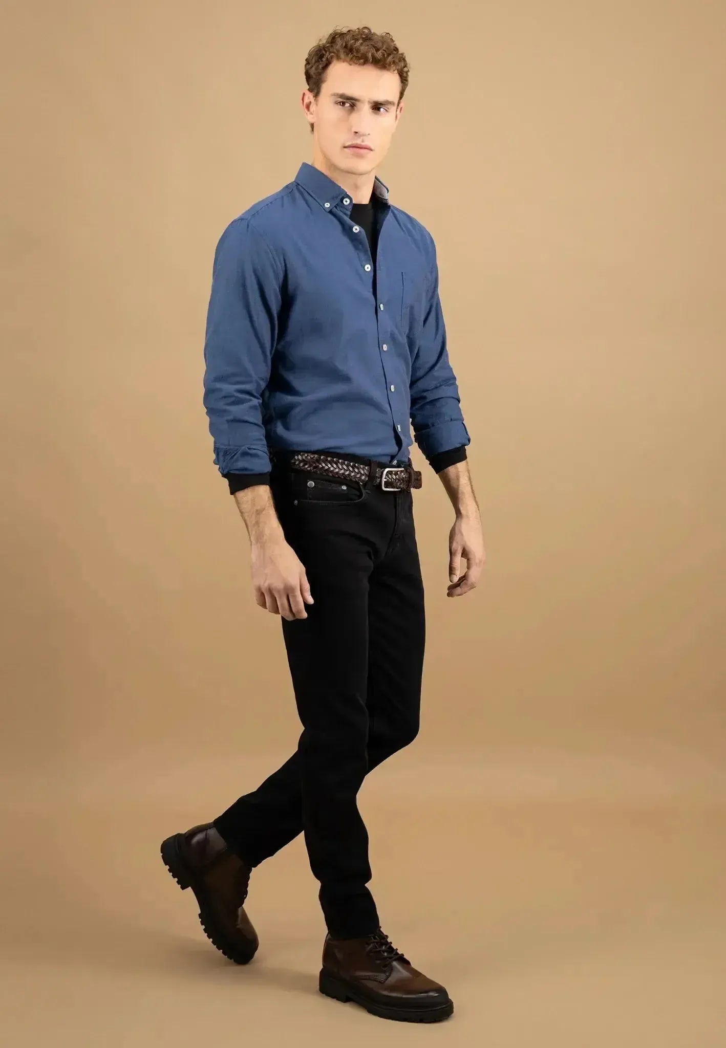 Fynch - Hatton Mens Essential Flannel Button Down Shirt Navy | Studio DOS