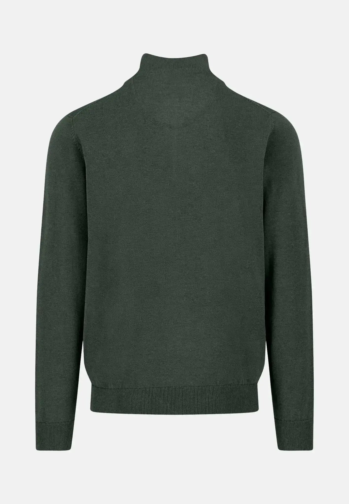 Fynch-Hatton Mens Fine Knit Cotton 1/4 Zip Dark Ivy-Designer Outlet Sales