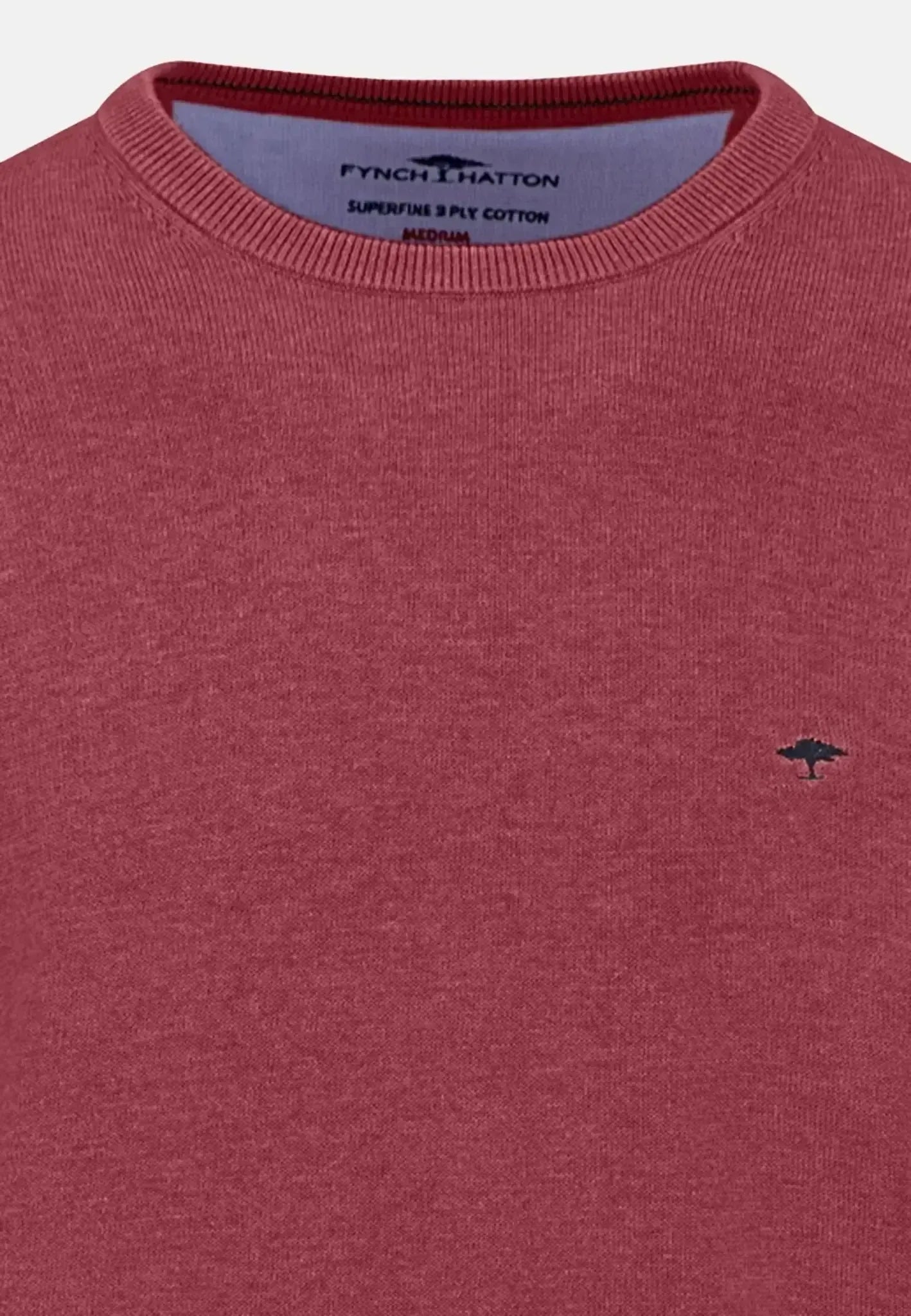 Fynch - Hatton Mens Fine Knit Cotton Crewneck Berry | Studio DOS