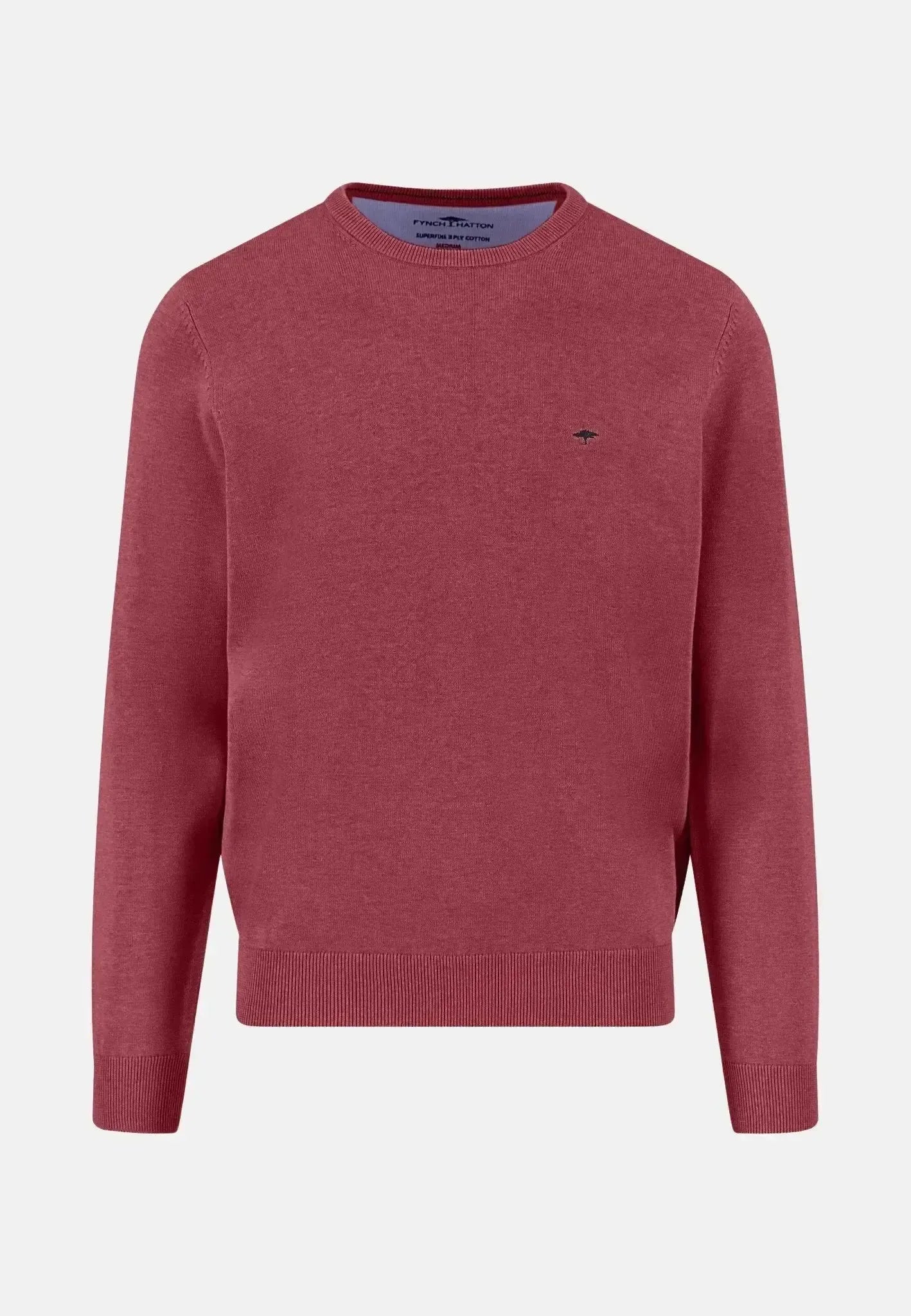 Fynch - Hatton Mens Fine Knit Cotton Crewneck Berry | Studio DOS