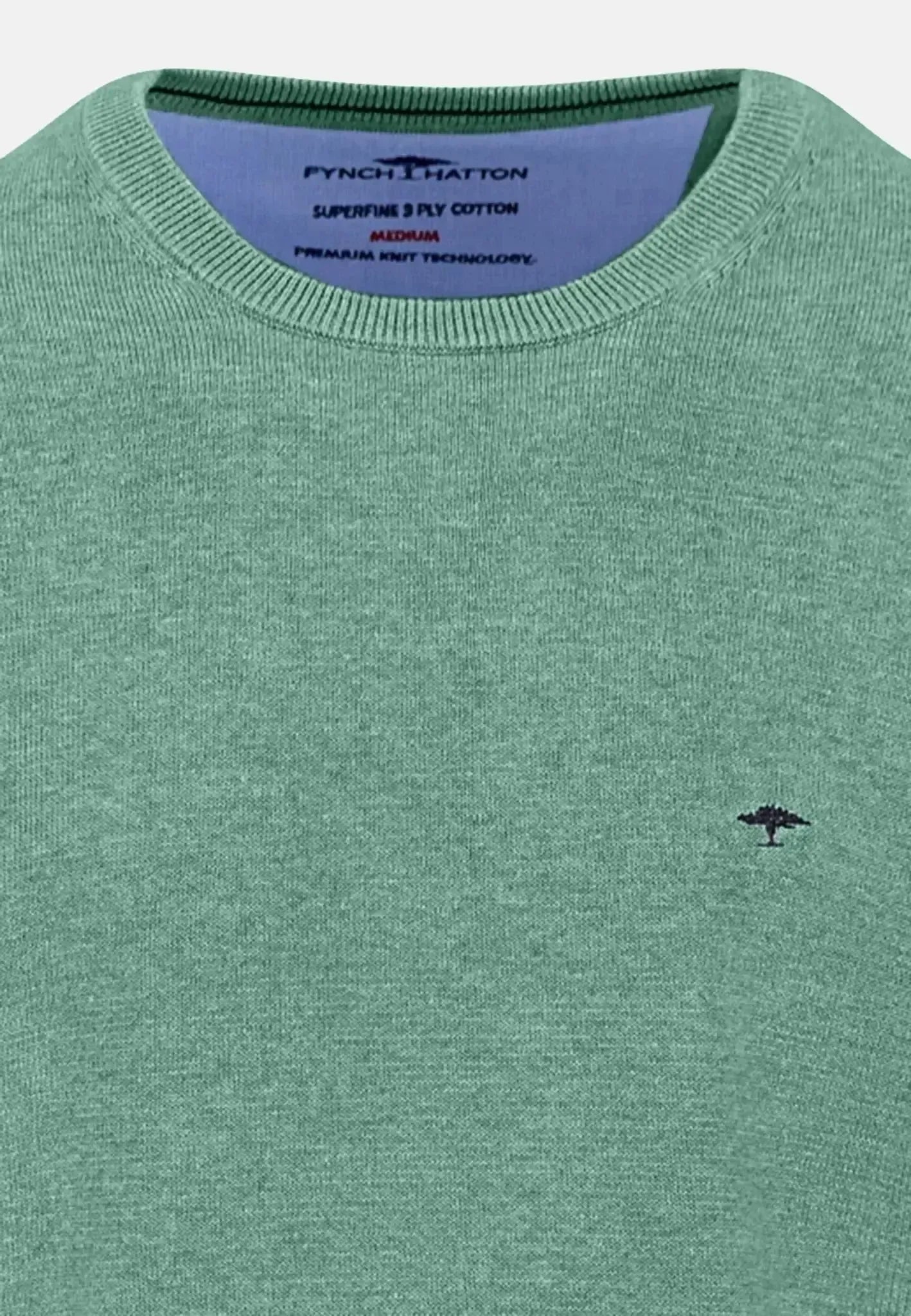Fynch - Hatton Mens Fine Knit Cotton Crewneck Fern | Studio DOS