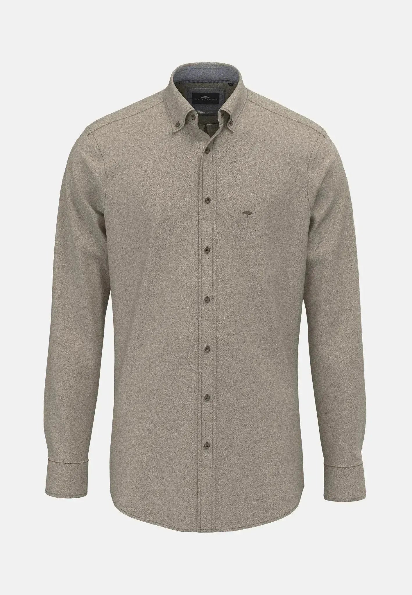 Fynch - Hatton Mens Herringbone Flannel Button Down Shirt Dark Chocolate | Studio DOS