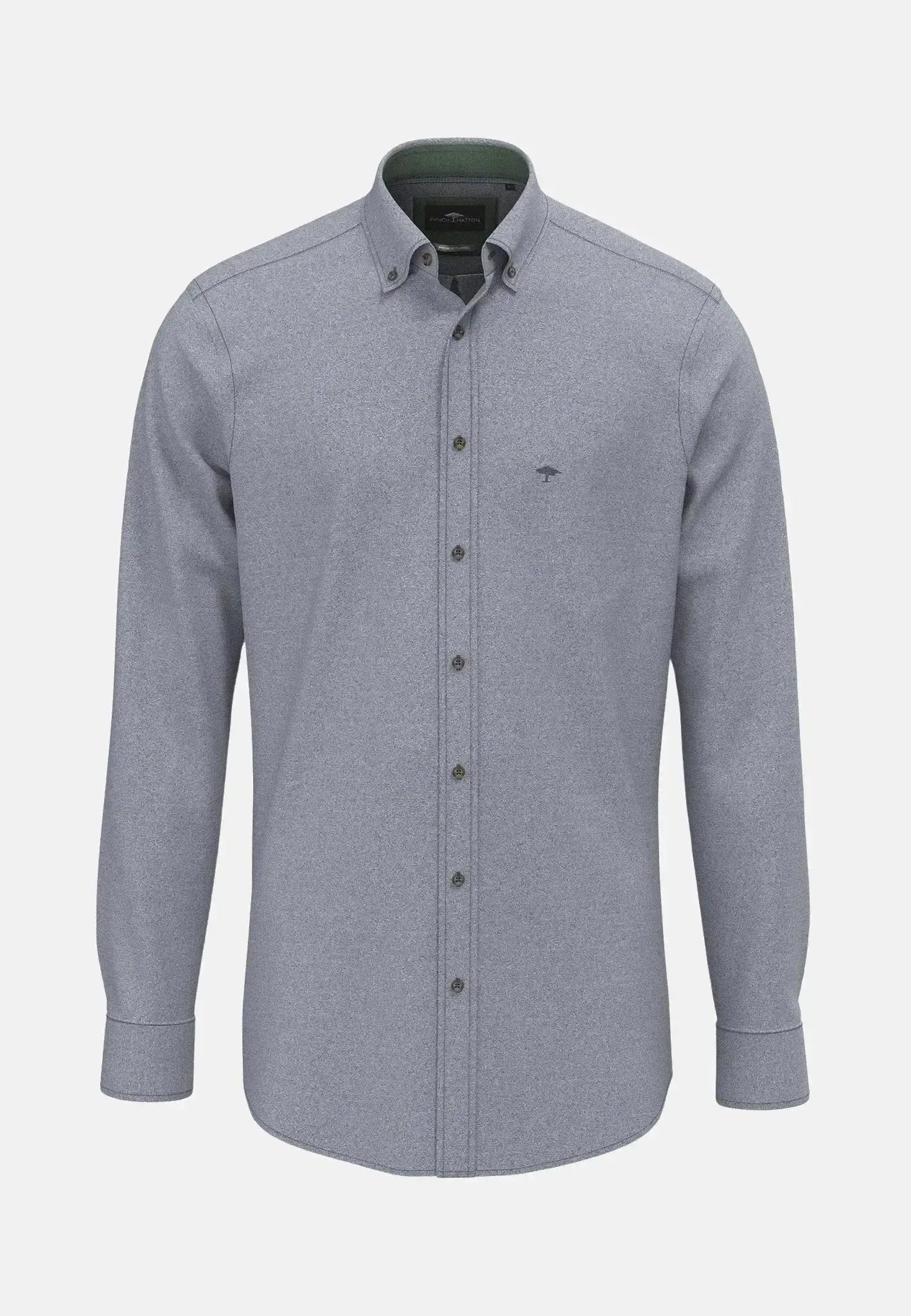 Fynch - Hatton Mens Herringbone Flannel Button Down Shirt Navy | Studio DOS