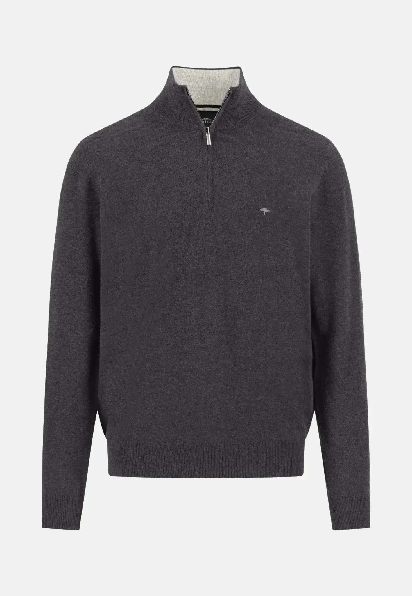 Fynch - Hatton Mens Merino Wool Cashmere 1/4 Zip Knit Charcoal | Studio DOS