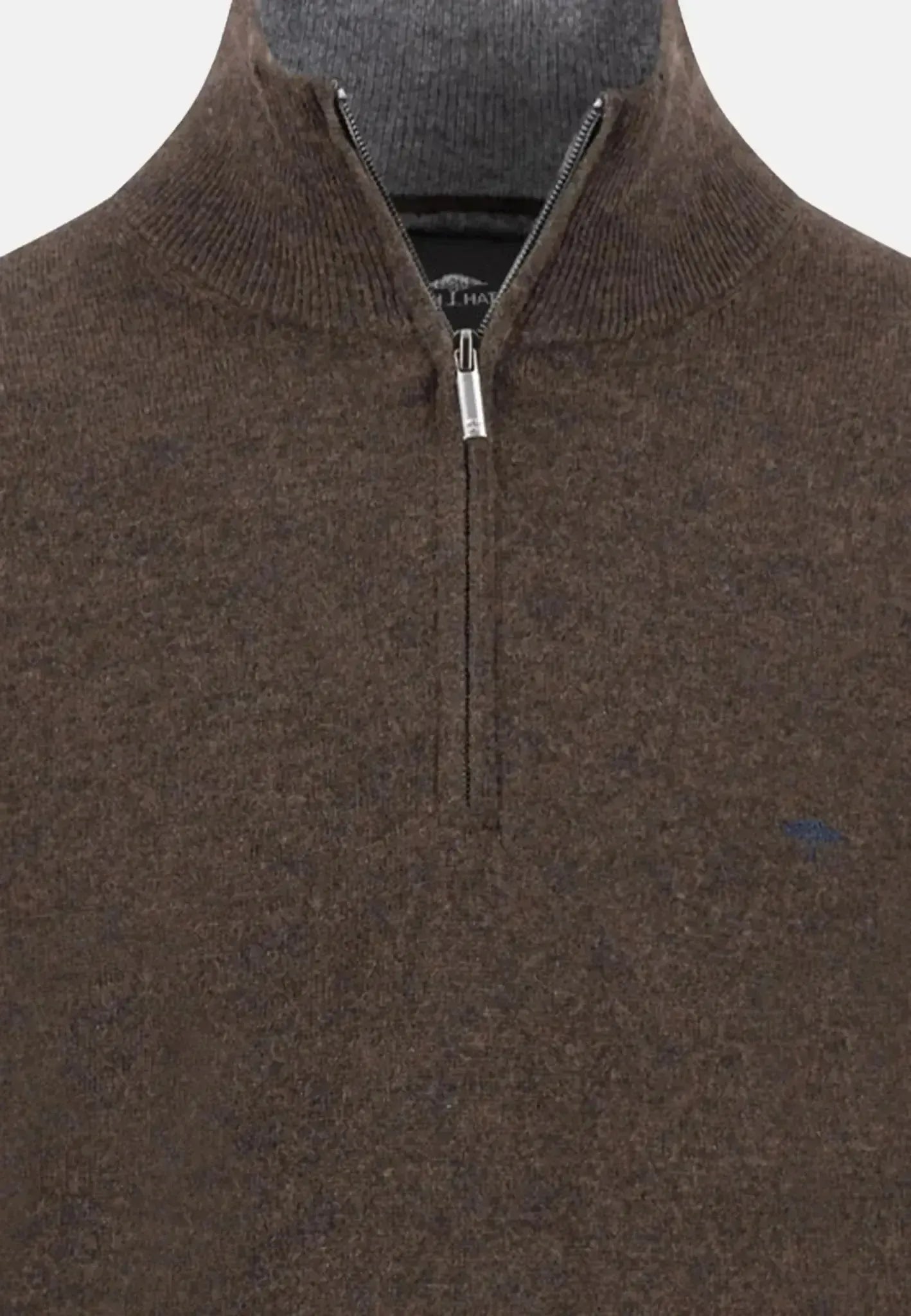 Fynch - Hatton Mens Merino Wool Cashmere 1/4 Zip Knit Dark Chocolate | Studio DOS