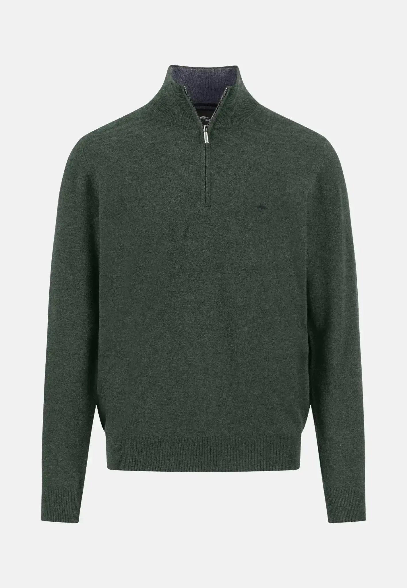 Fynch - Hatton Mens Merino Wool Cashmere 1/4 Zip Knit Dark Ivy | Studio DOS