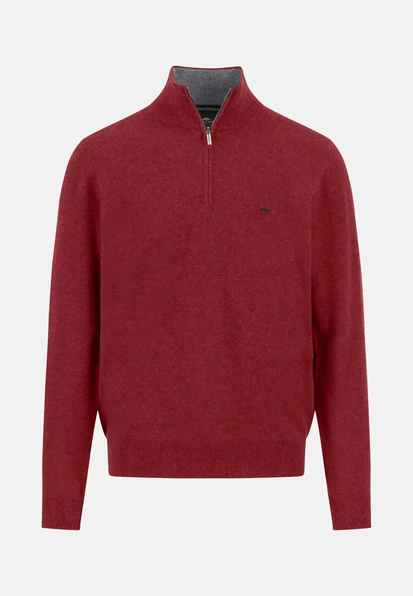 Fynch - Hatton Mens Merino Wool Cashmere 1/4 Zip Knit Garnet Red | Studio DOS
