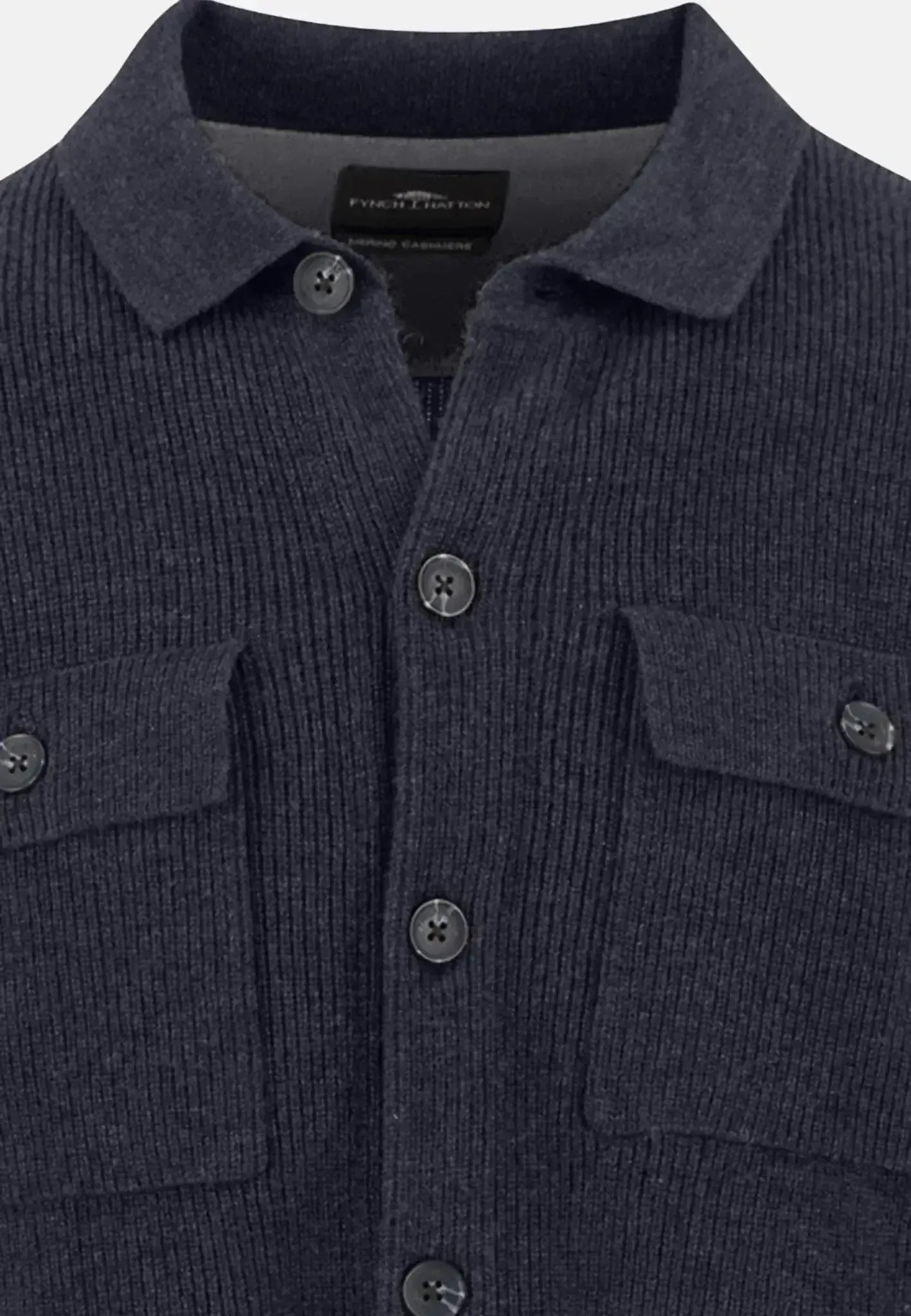 Fynch - Hatton Mens Merino Wool Cashmere Buttoned Cardigan Navy | Studio DOS