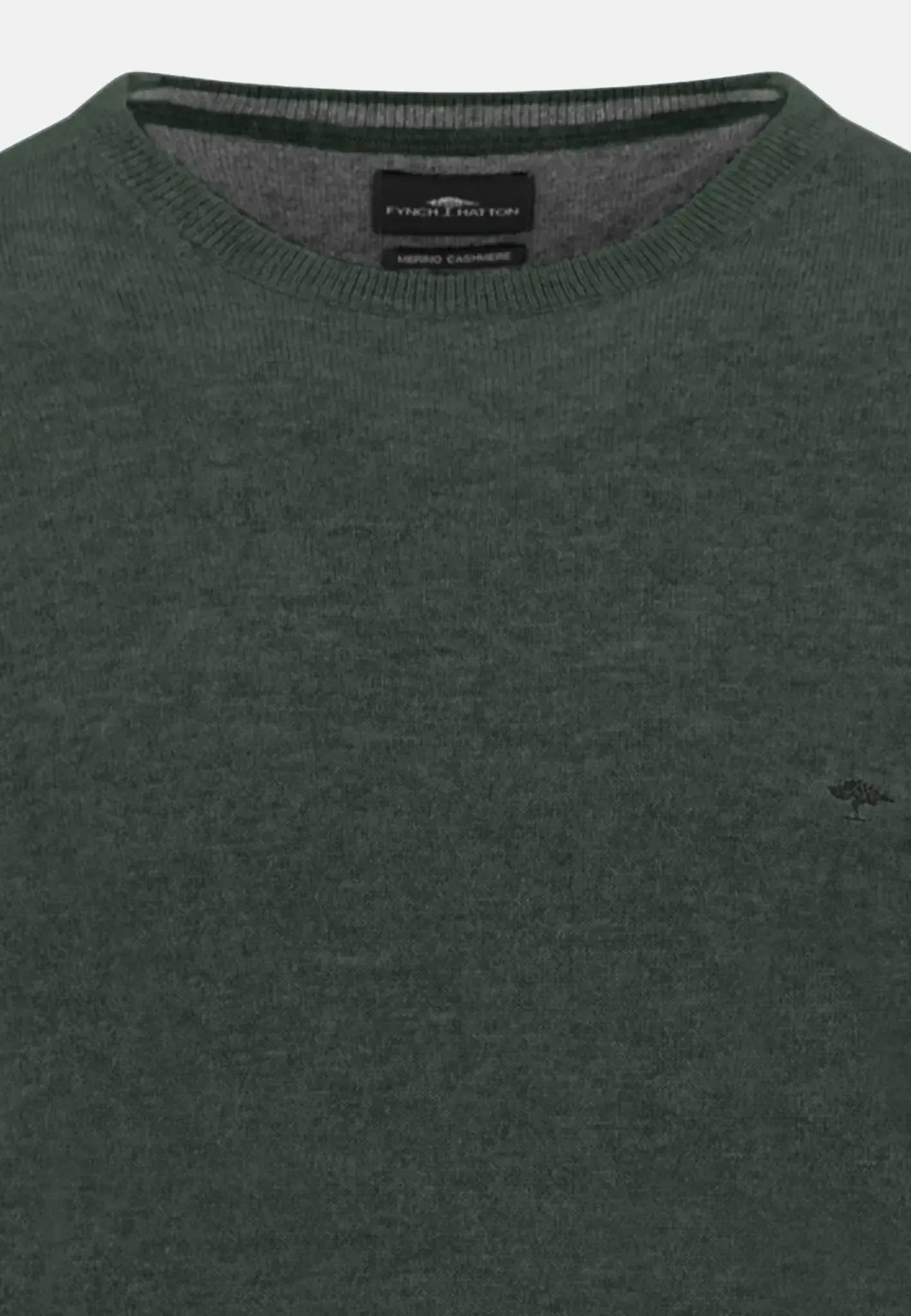 Fynch - Hatton Mens Merino Wool Cashmere Crewneck Knit Dark Ivy | Studio DOS