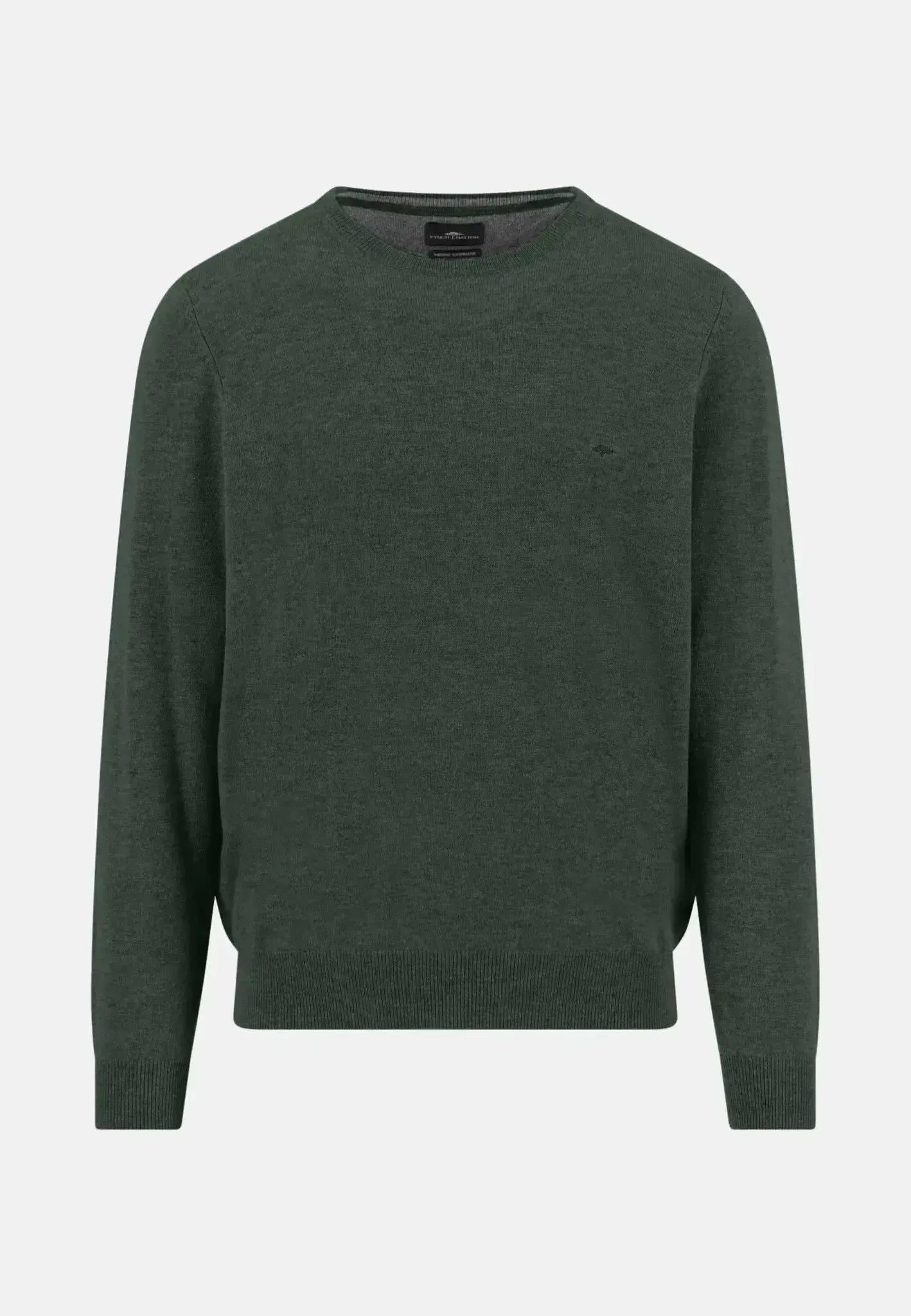 Fynch - Hatton Mens Merino Wool Cashmere Crewneck Knit Dark Ivy | Studio DOS