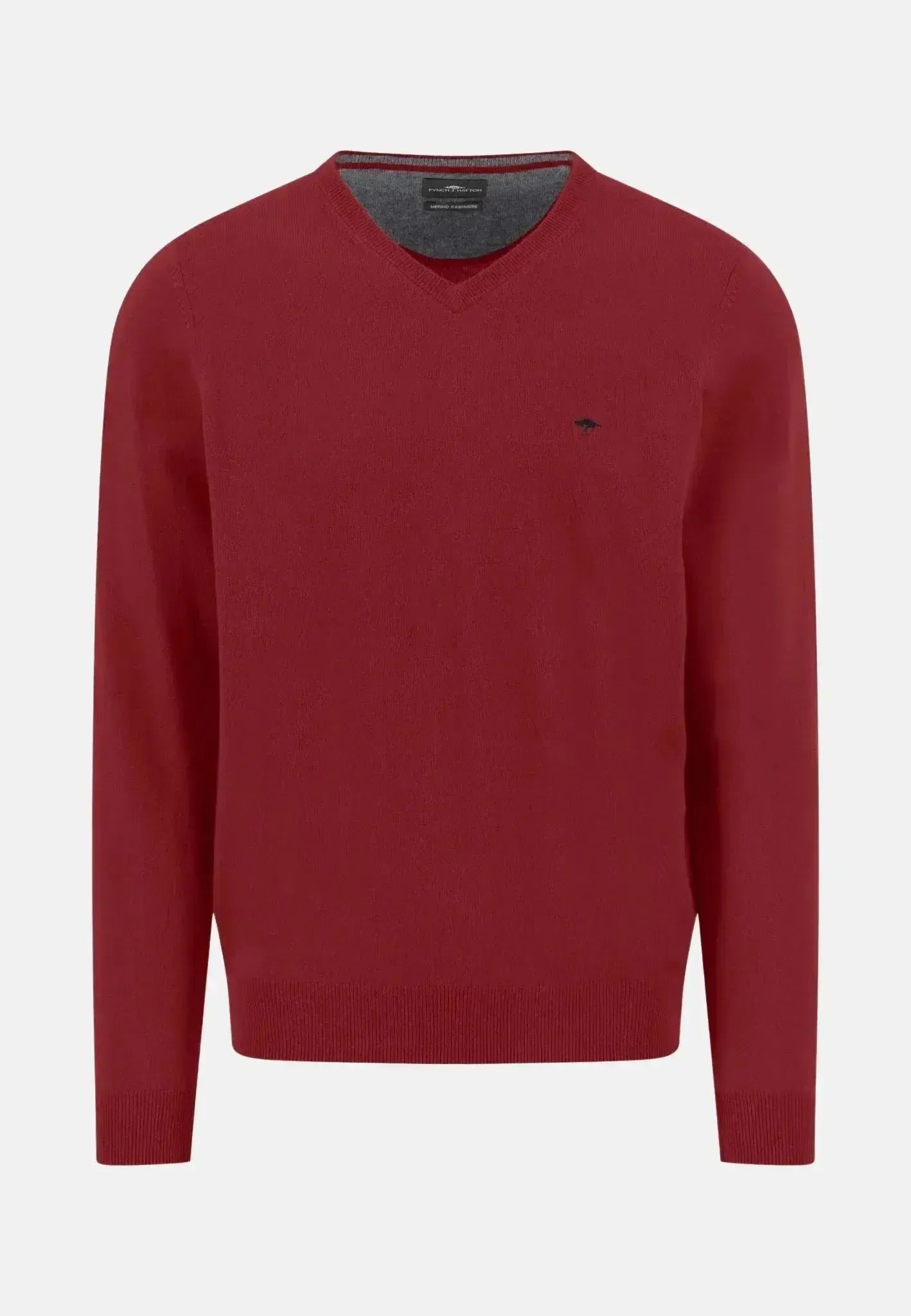 Fynch - Hatton Mens Merino Wool Cashmere V - Neck Knit Garnet Red | Studio DOS