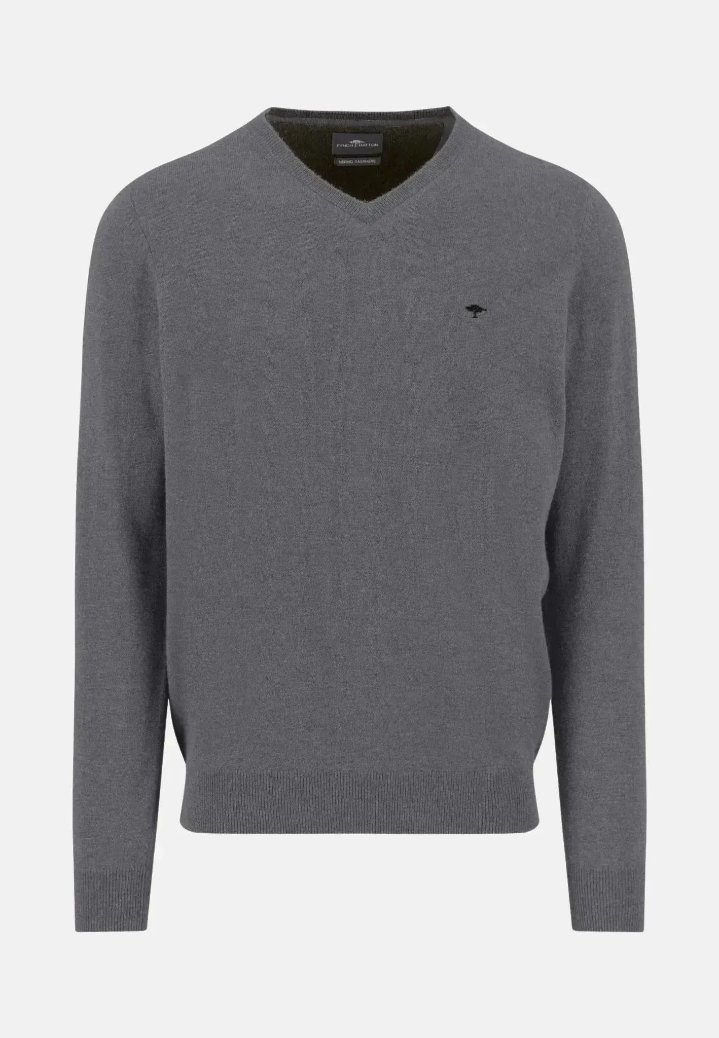 Fynch - Hatton Mens Merino Wool Cashmere V - Neck Knit Steel | Studio DOS