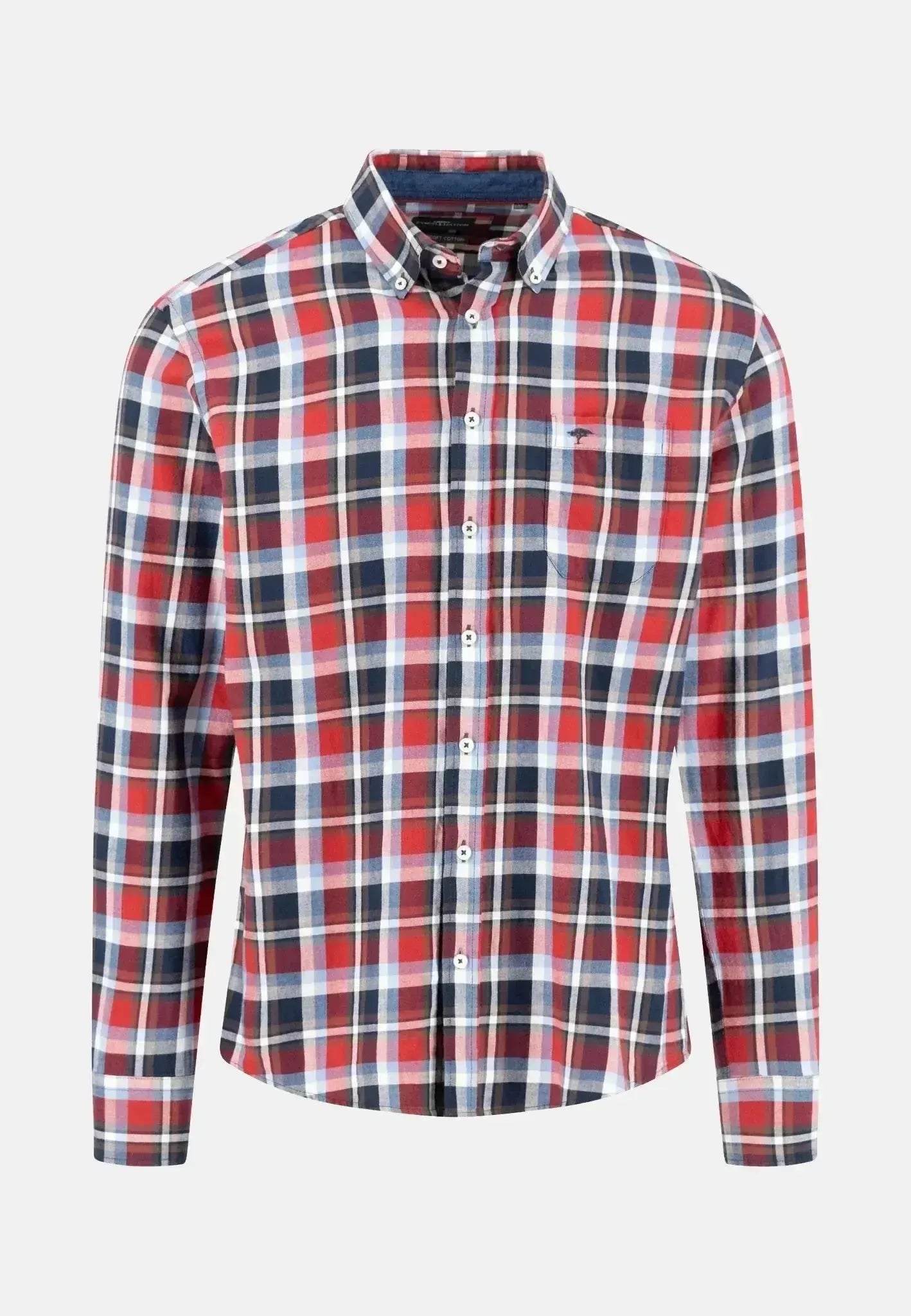 Fynch - Hatton Mens Multicolour Flannel Check Shirt Garnet Red | Studio DOS