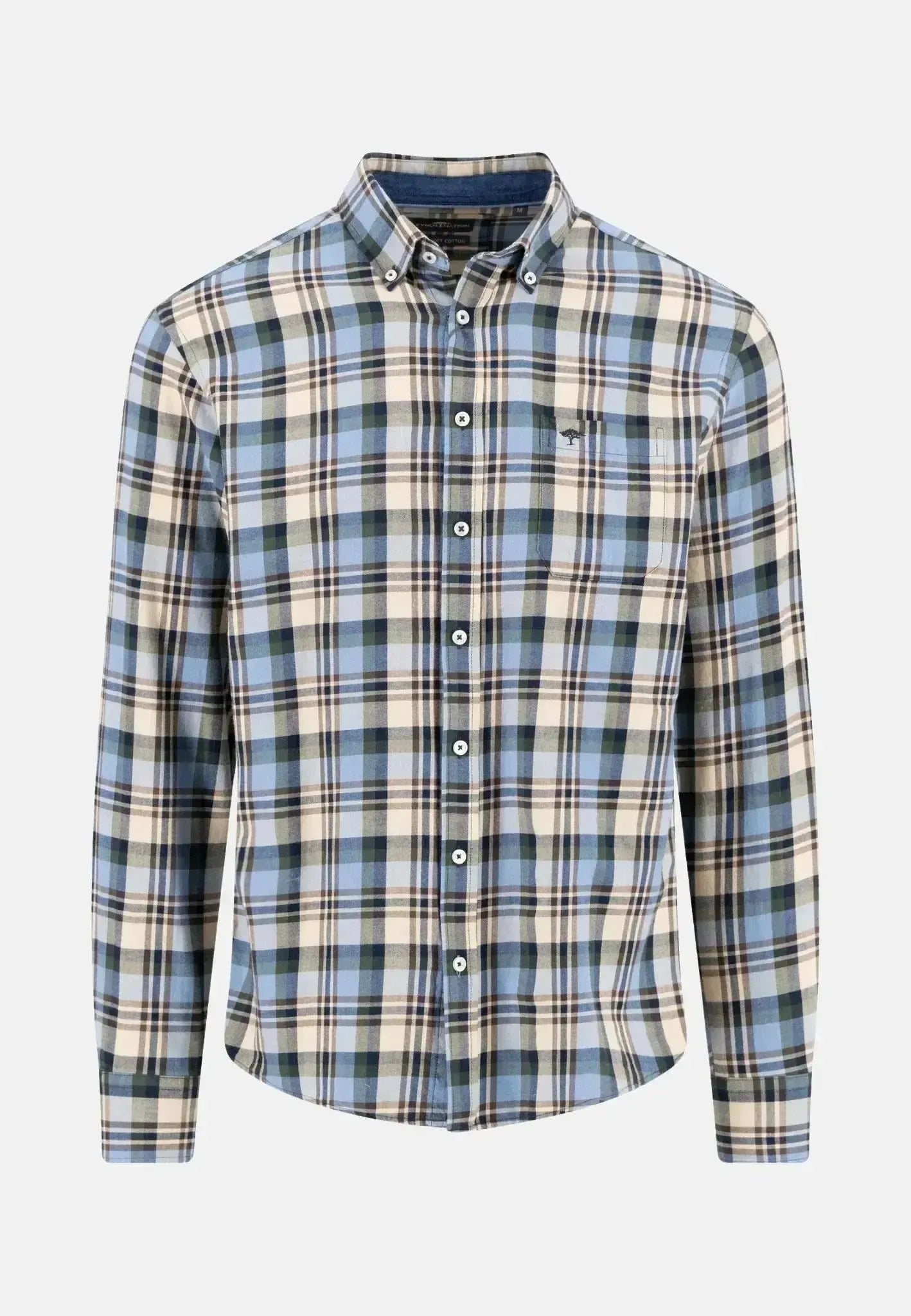 Fynch - Hatton Mens Multicolour Flannel Check Shirt Sand | Studio DOS