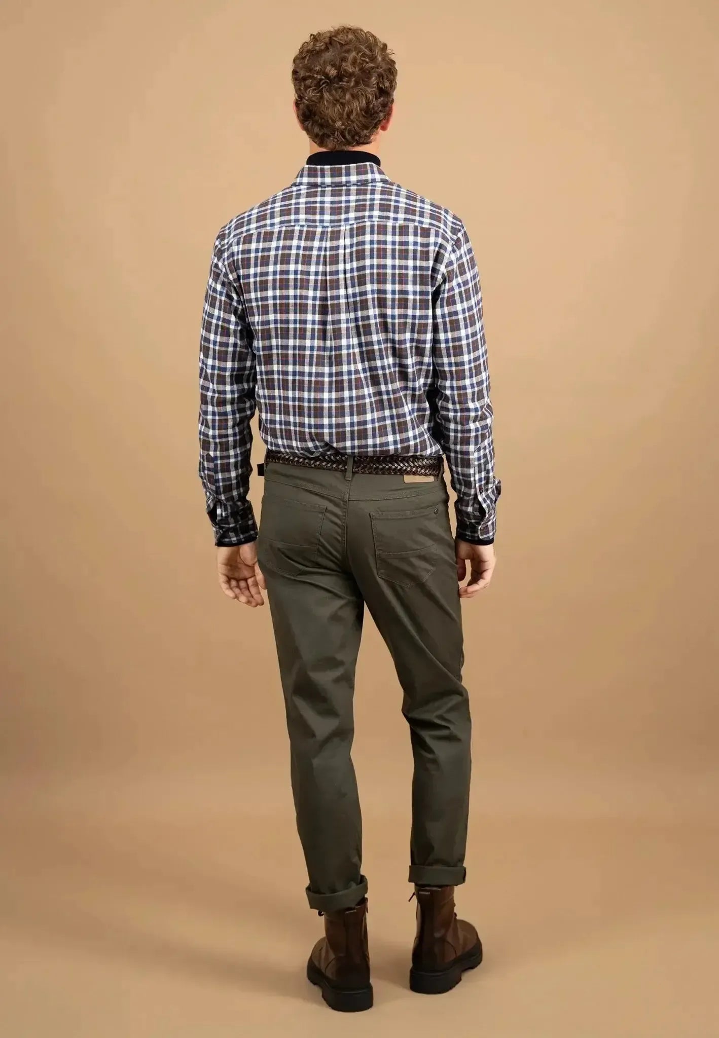 Fynch - Hatton Mens Premium Flannel Check Button Down Shirt Dark Chocolate | Studio DOS