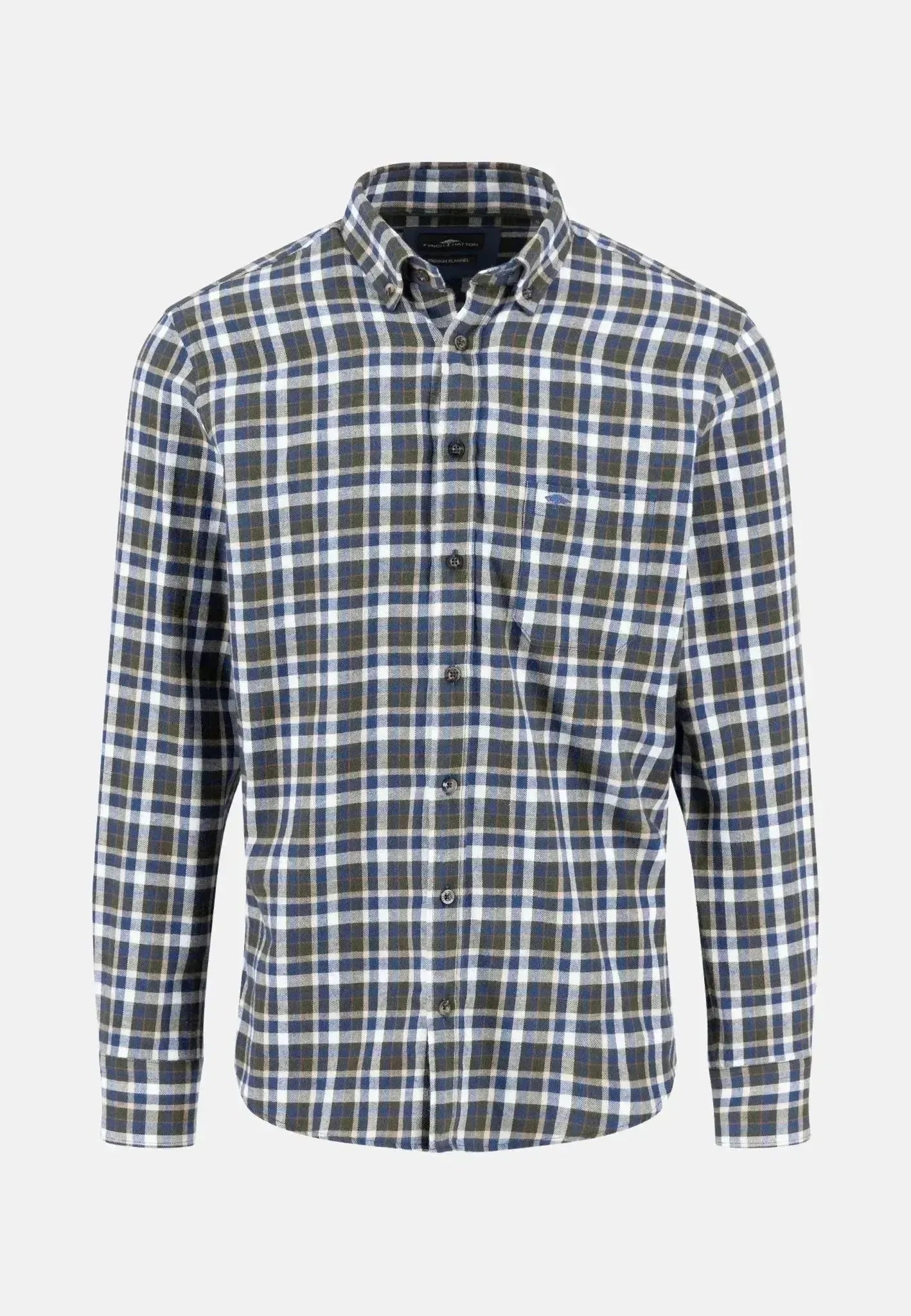 Fynch - Hatton Mens Premium Flannel Check Button Down Shirt Dark Ivy | Studio DOS