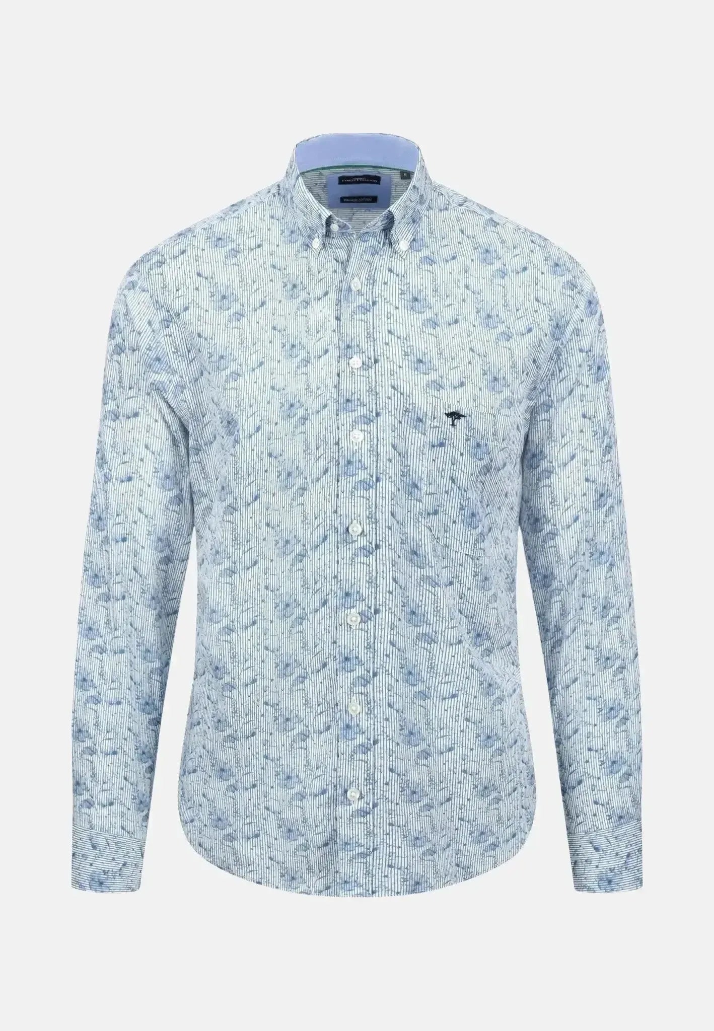 Fynch - Hatton Mens Premium Flowers Print Shirt Cloud Blue | Studio DOS