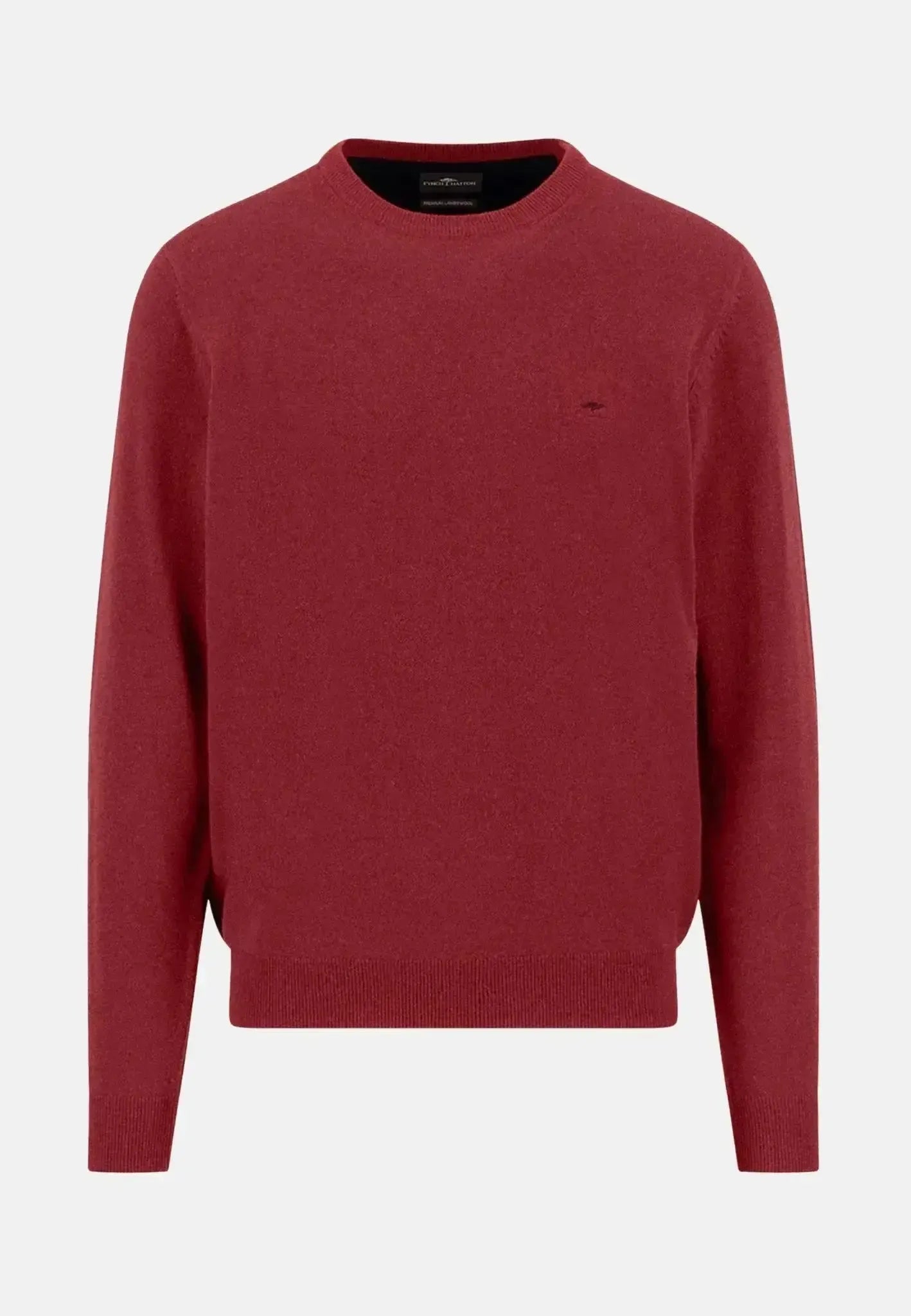 Fynch - Hatton Mens Pure Lambswool Crewneck Knit Garnet Red | Studio DOS