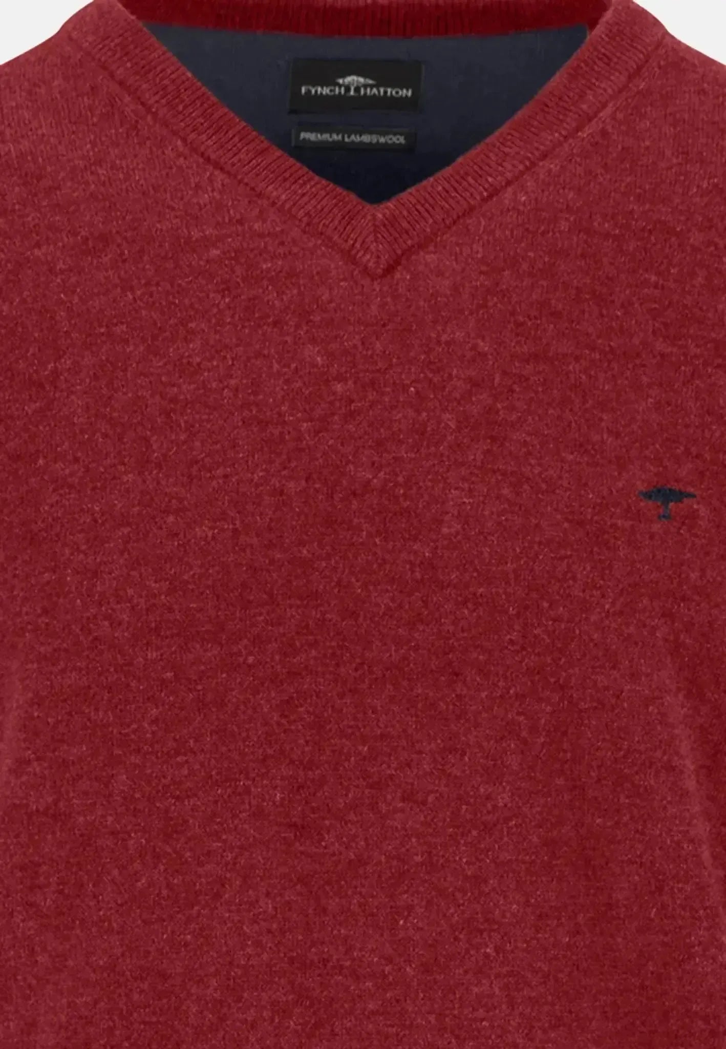 Fynch - Hatton Mens Pure Lambswool V - Neck Knit Garnet Red | Studio DOS