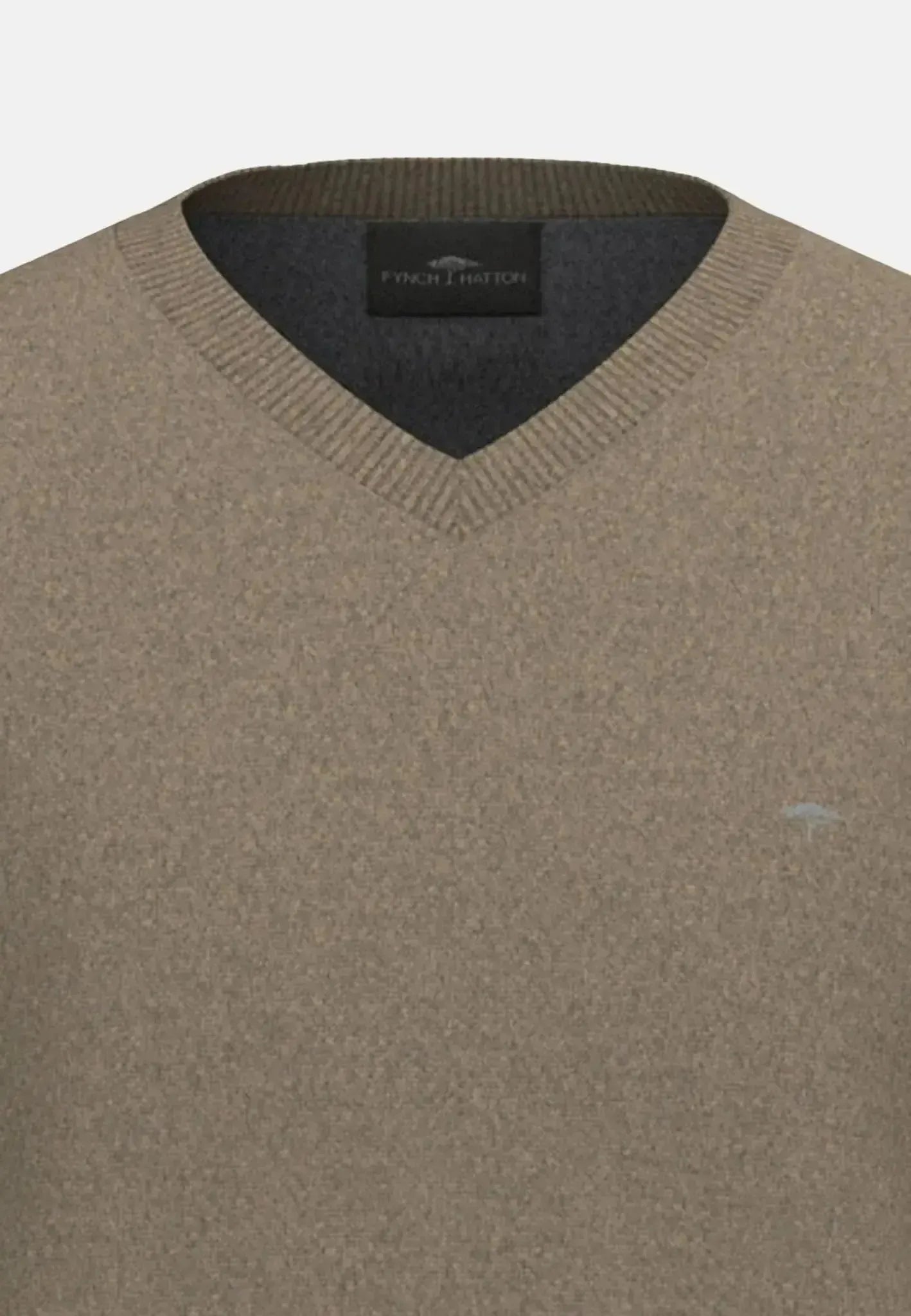 Fynch - Hatton Mens Pure Lambswool V - Neck Knit Taupe | Studio DOS