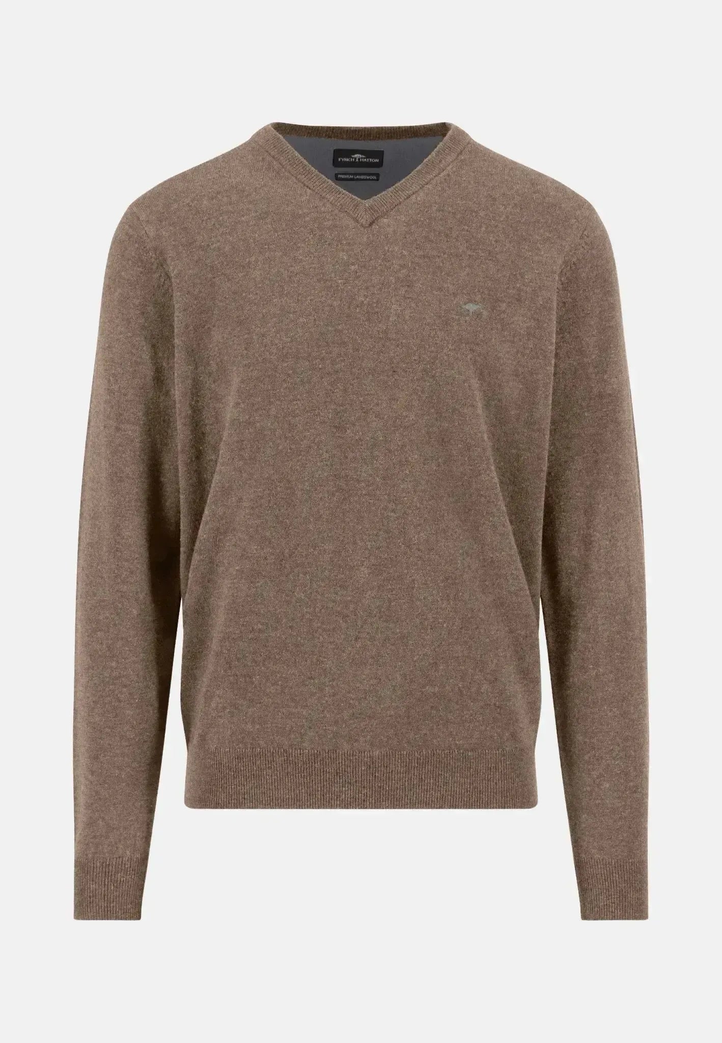 Fynch - Hatton Mens Pure Lambswool V - Neck Knit Taupe | Studio DOS
