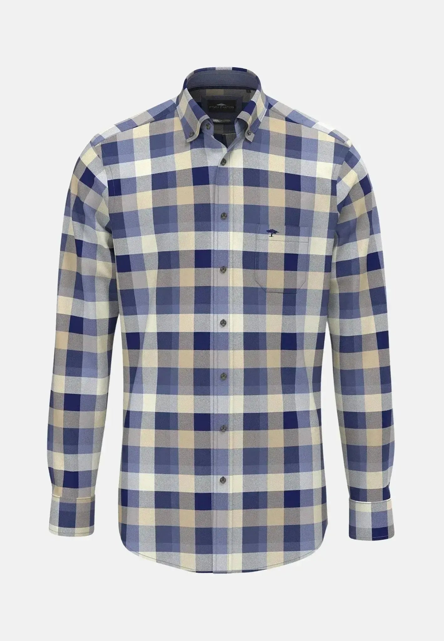 Fynch - Hatton Mens Square Flannel Check Shirt Crystal Blue | Studio DOS