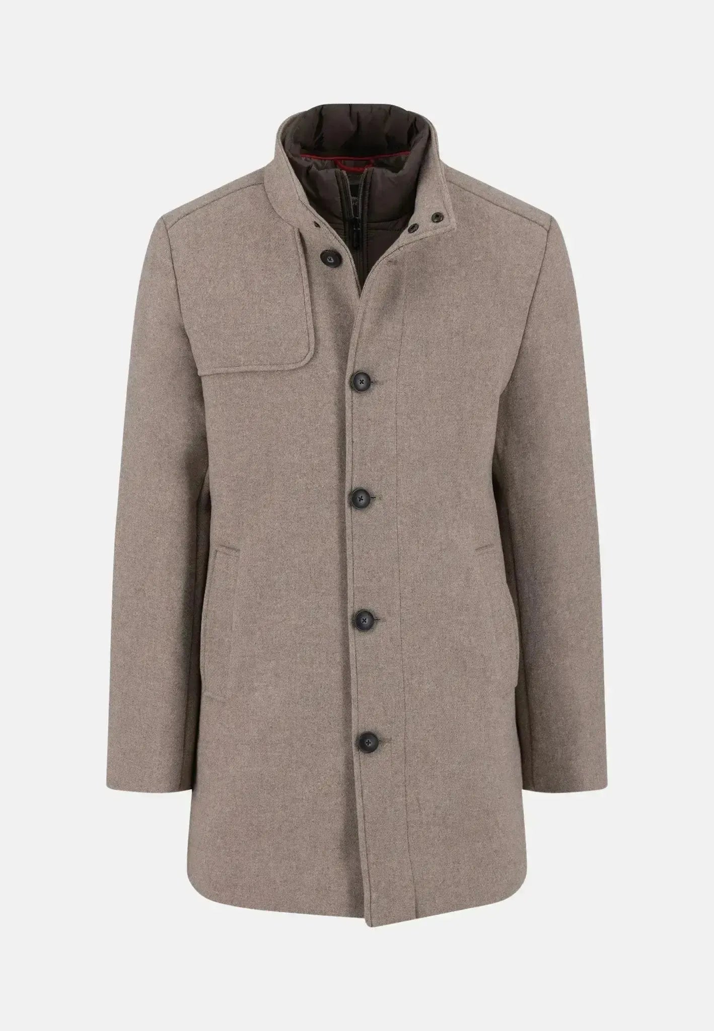 Fynch - Hatton Mens Standcollar Insert Wool Mix Coat Sand | Studio DOS