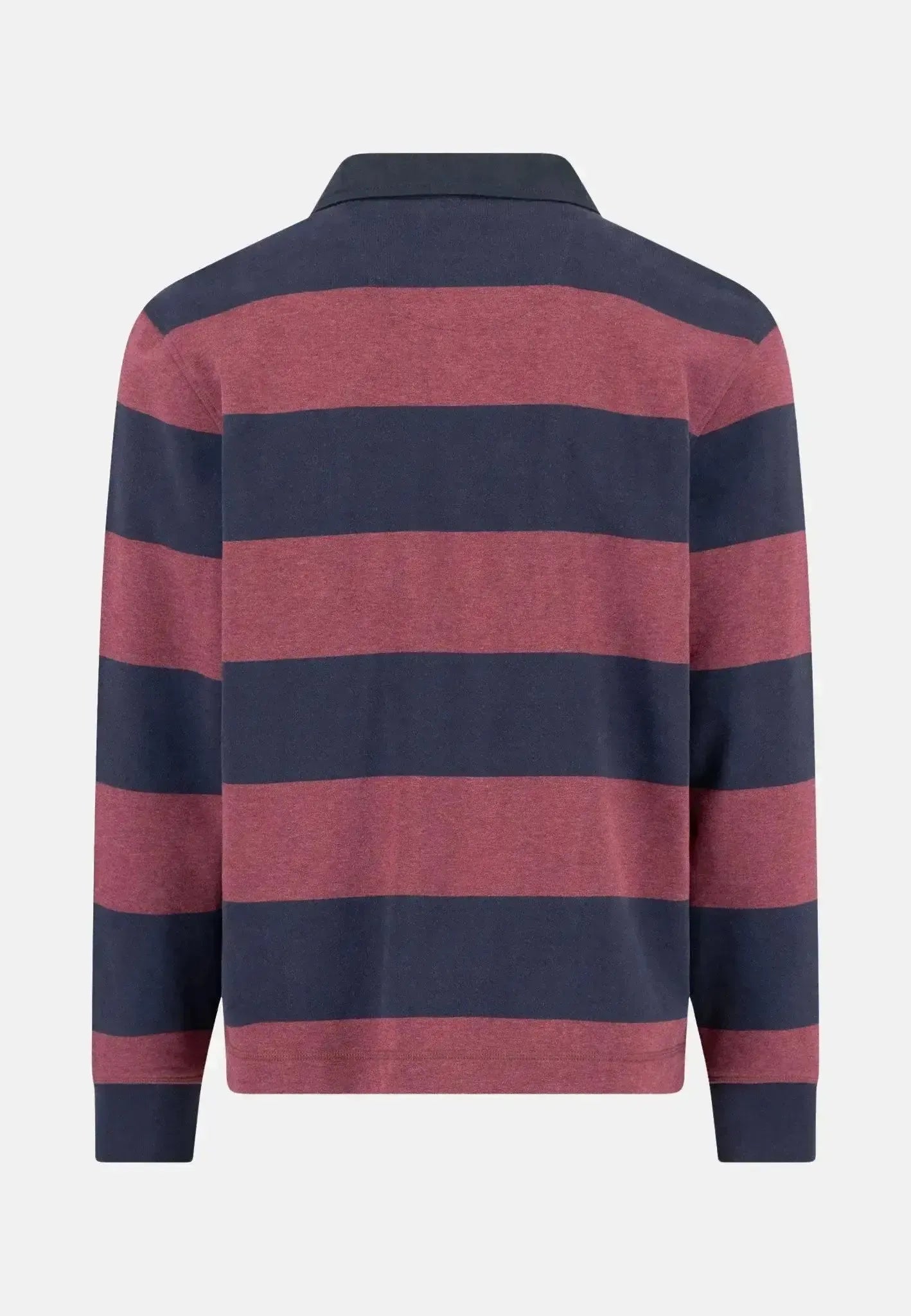 Fynch - Hatton Mens Striped Rugby Collar Sweat Deep Merlot | Studio DOS